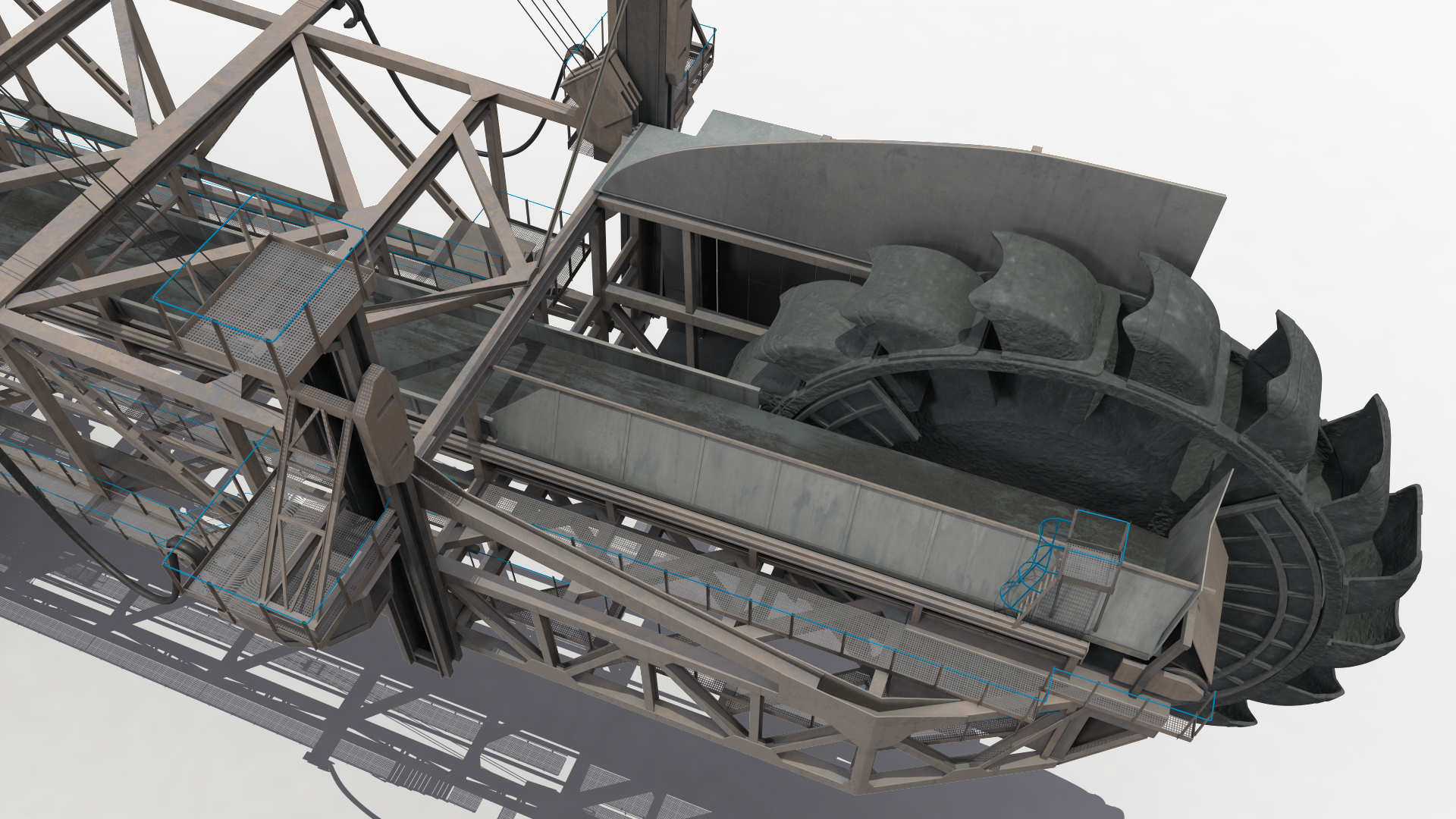 3D Mining Multi Bucket Wheel Excavator Rigged for Maya