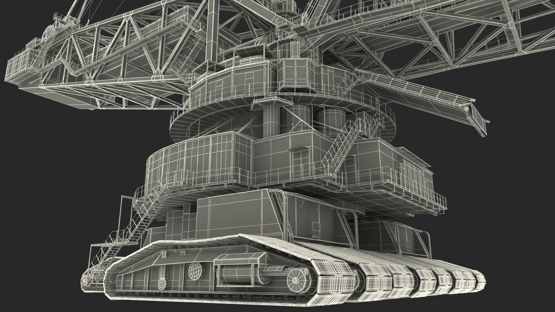 3D Mining Multi Bucket Wheel Excavator Rigged for Maya