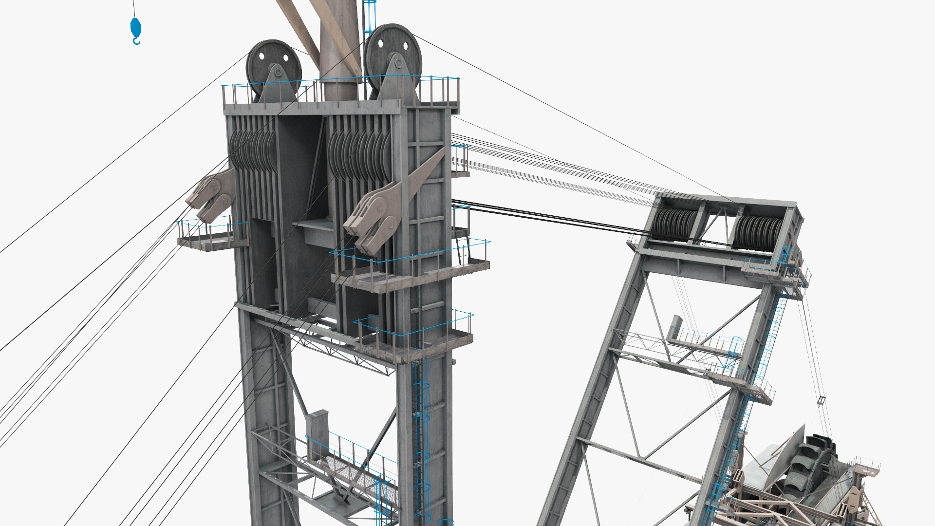 3D Mining Multi Bucket Wheel Excavator Rigged for Maya