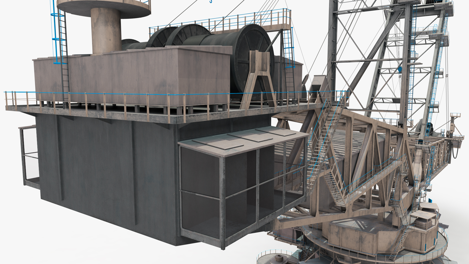 3D Mining Multi Bucket Wheel Excavator Rigged for Maya