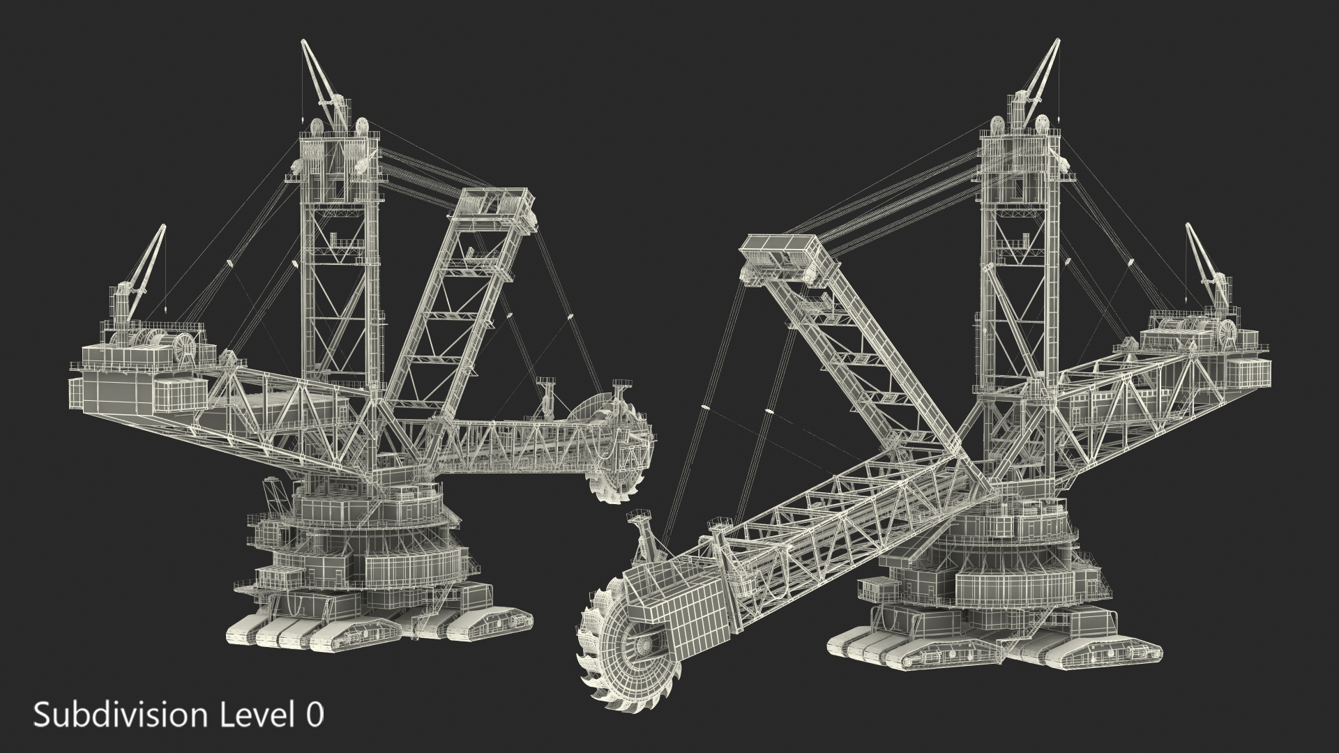 3D Mining Multi Bucket Wheel Excavator Rigged for Maya