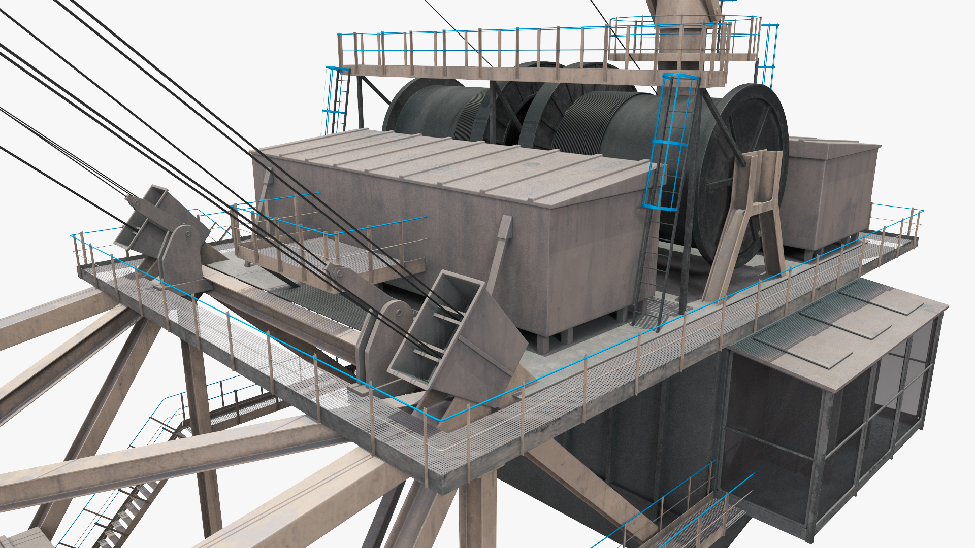 3D Mining Multi Bucket Wheel Excavator Rigged for Maya