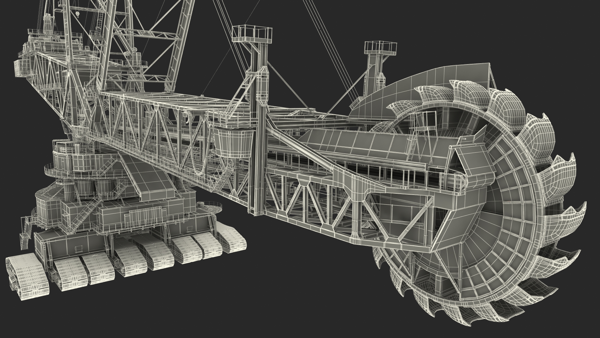 3D Mining Multi Bucket Wheel Excavator Rigged for Maya
