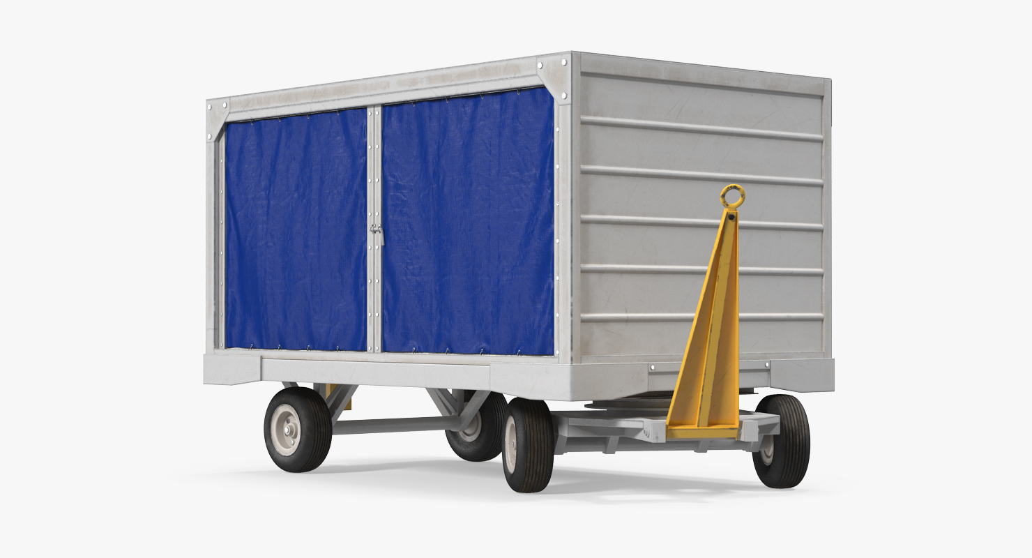 3D model Airport Baggage Cart Covered Rigged