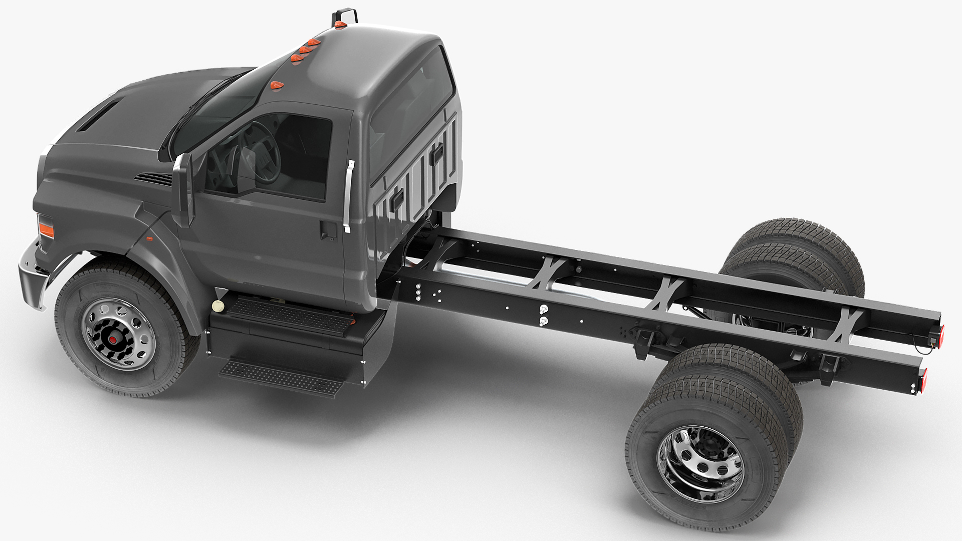 3D Crew Cab Chassis Truck Generic Simple Interior