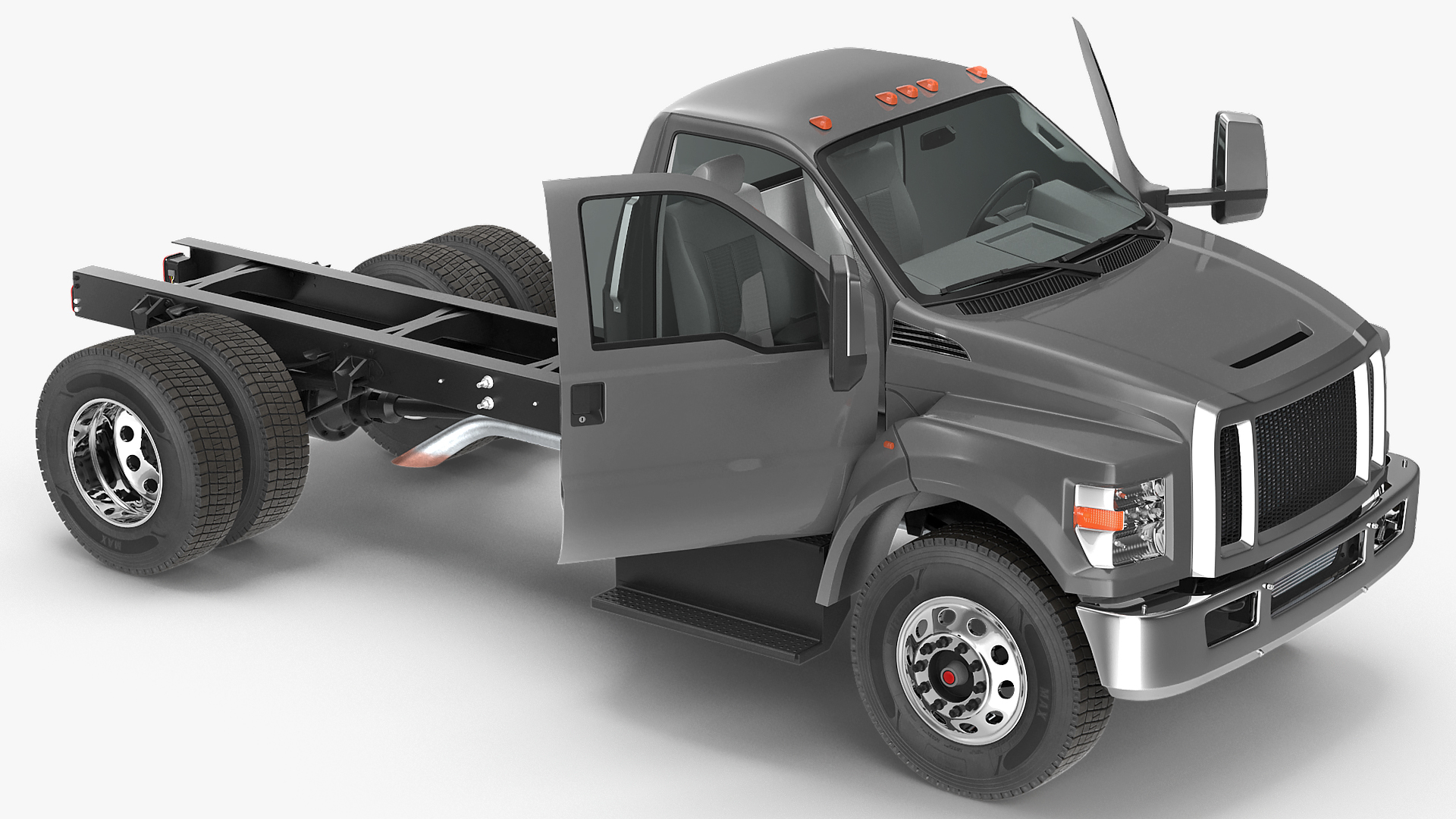 3D Crew Cab Chassis Truck Generic Simple Interior