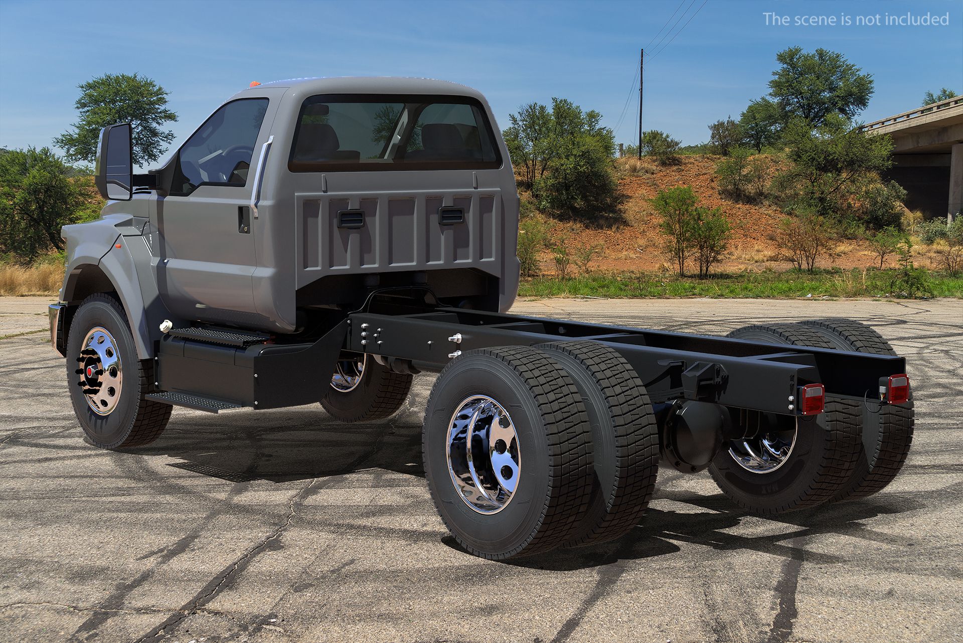 3D Crew Cab Chassis Truck Generic Simple Interior
