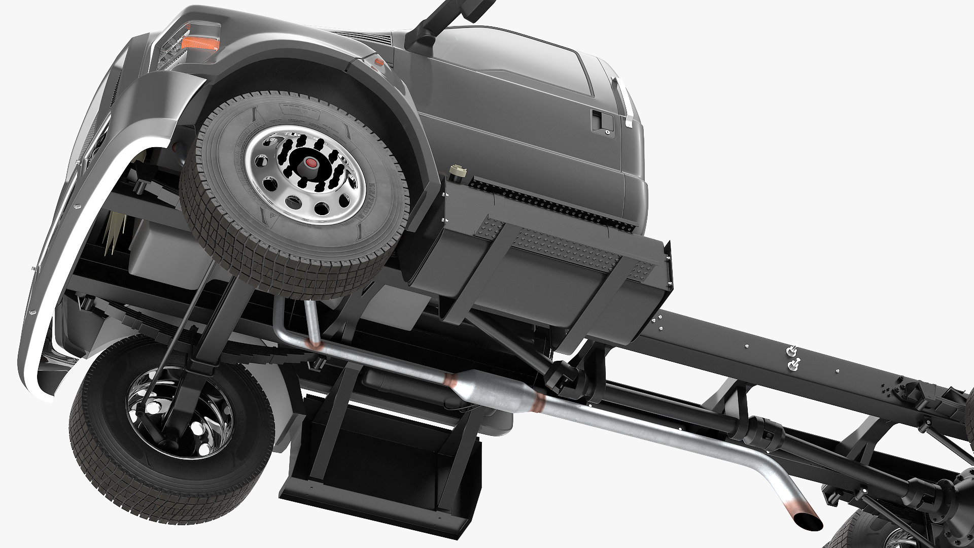3D Crew Cab Chassis Truck Generic Simple Interior