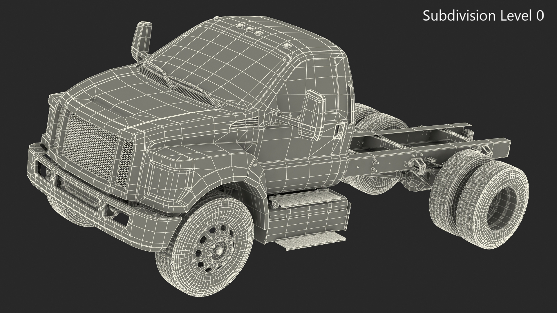 3D Crew Cab Chassis Truck Generic Simple Interior