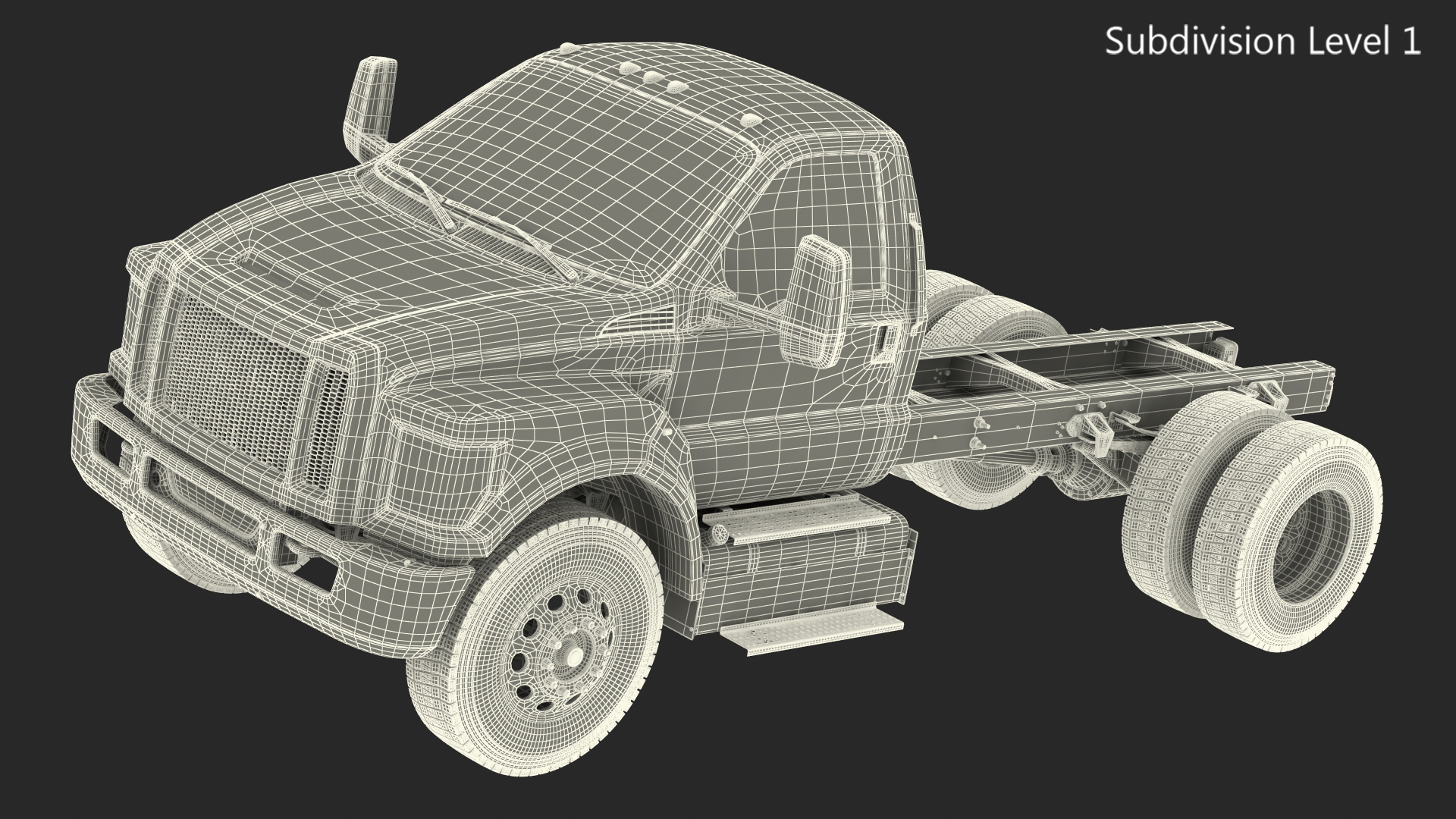 3D Crew Cab Chassis Truck Generic Simple Interior