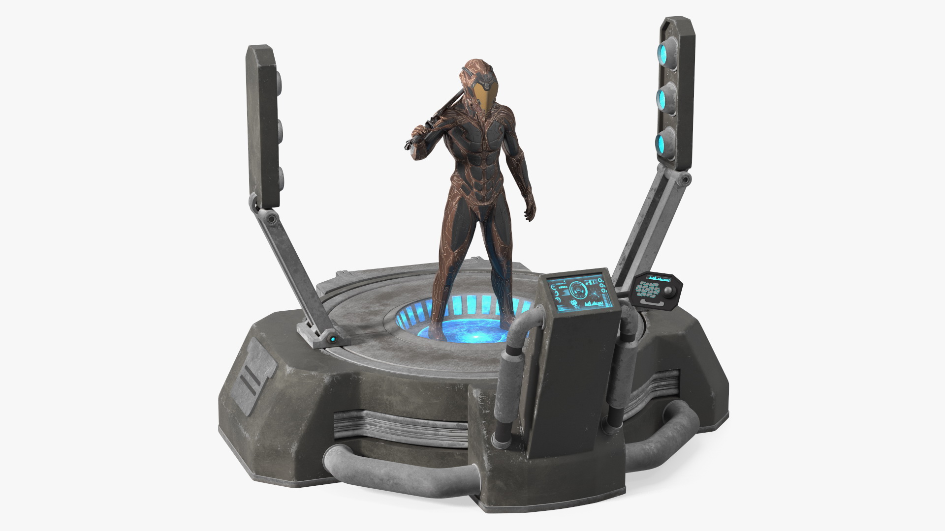 Teleportation Platform with Cosmic Soldier 3D
