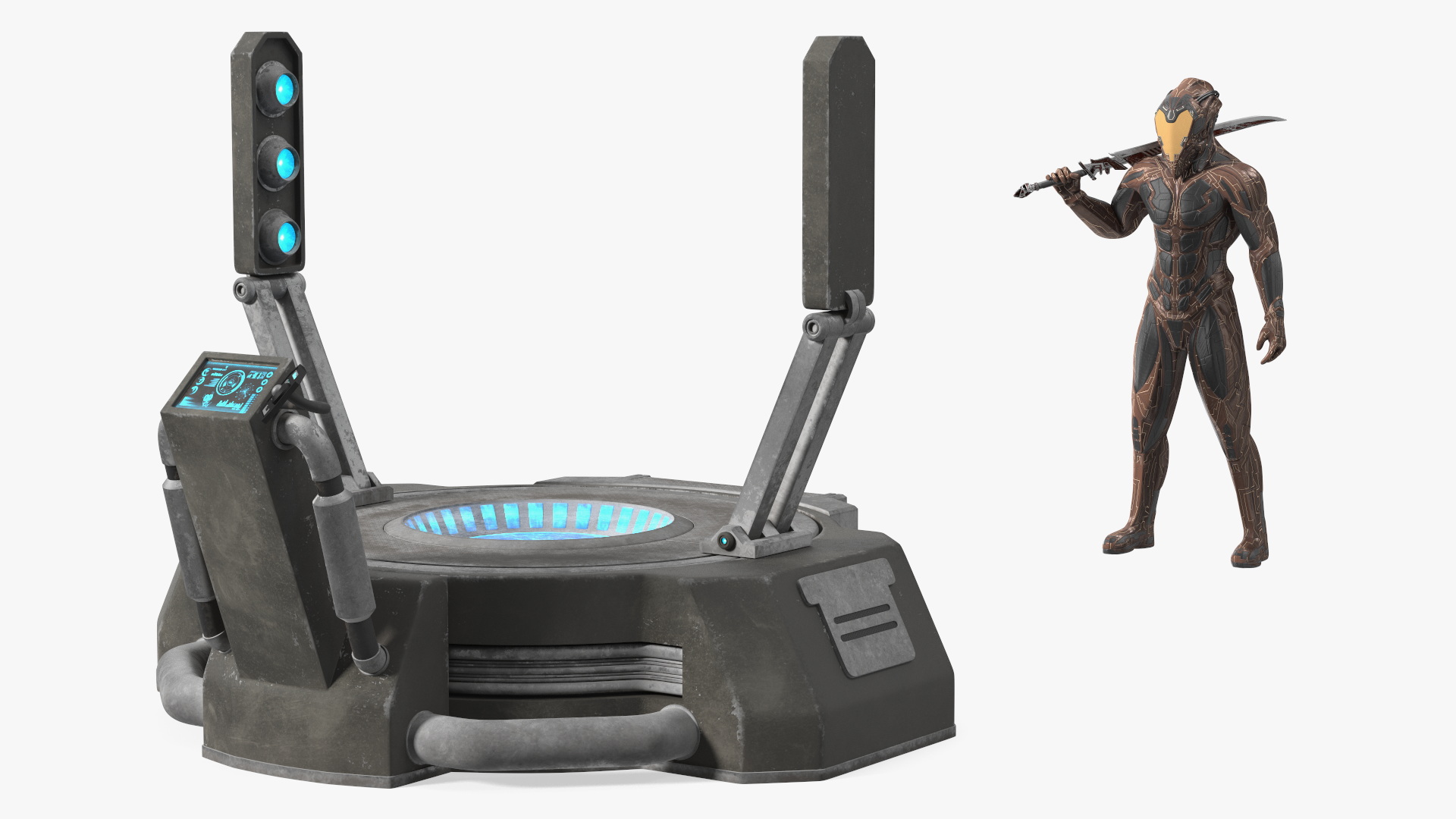 Teleportation Platform with Cosmic Soldier 3D