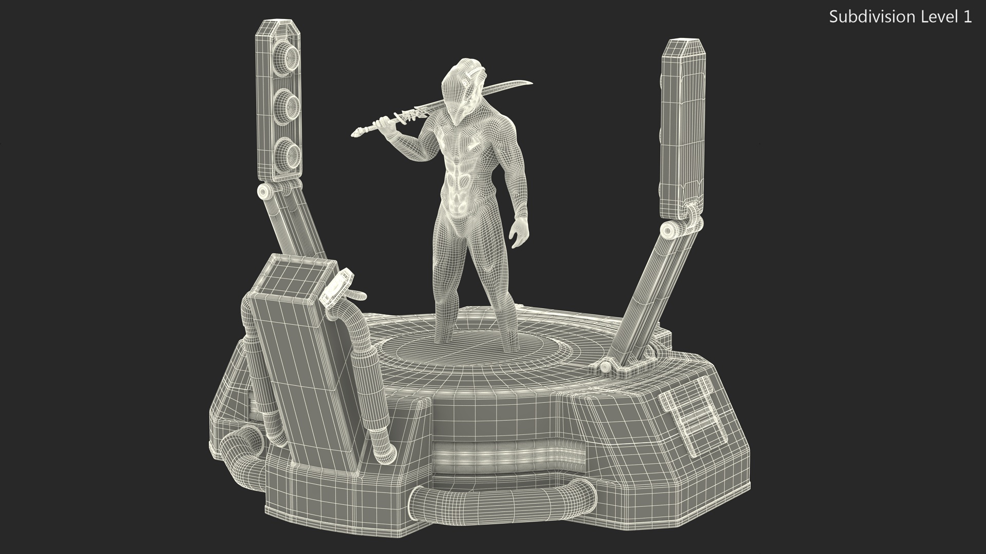 Teleportation Platform with Cosmic Soldier 3D