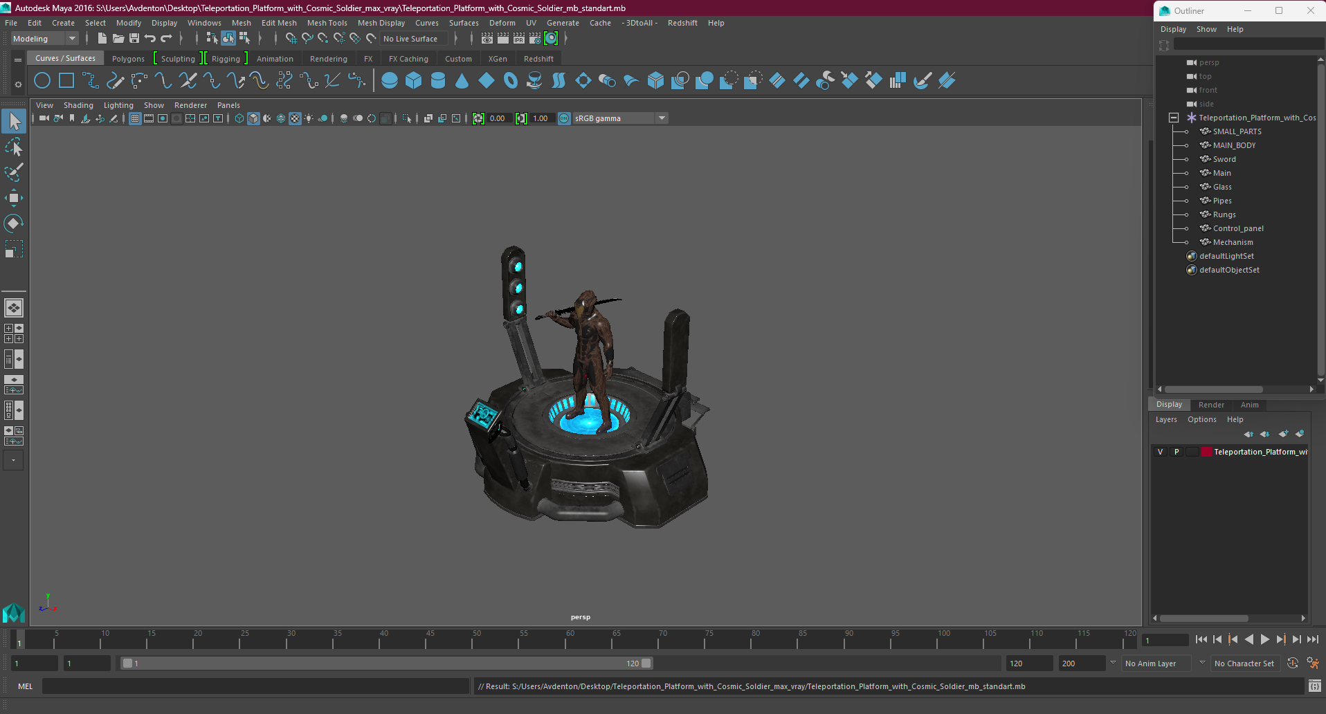 Teleportation Platform with Cosmic Soldier 3D