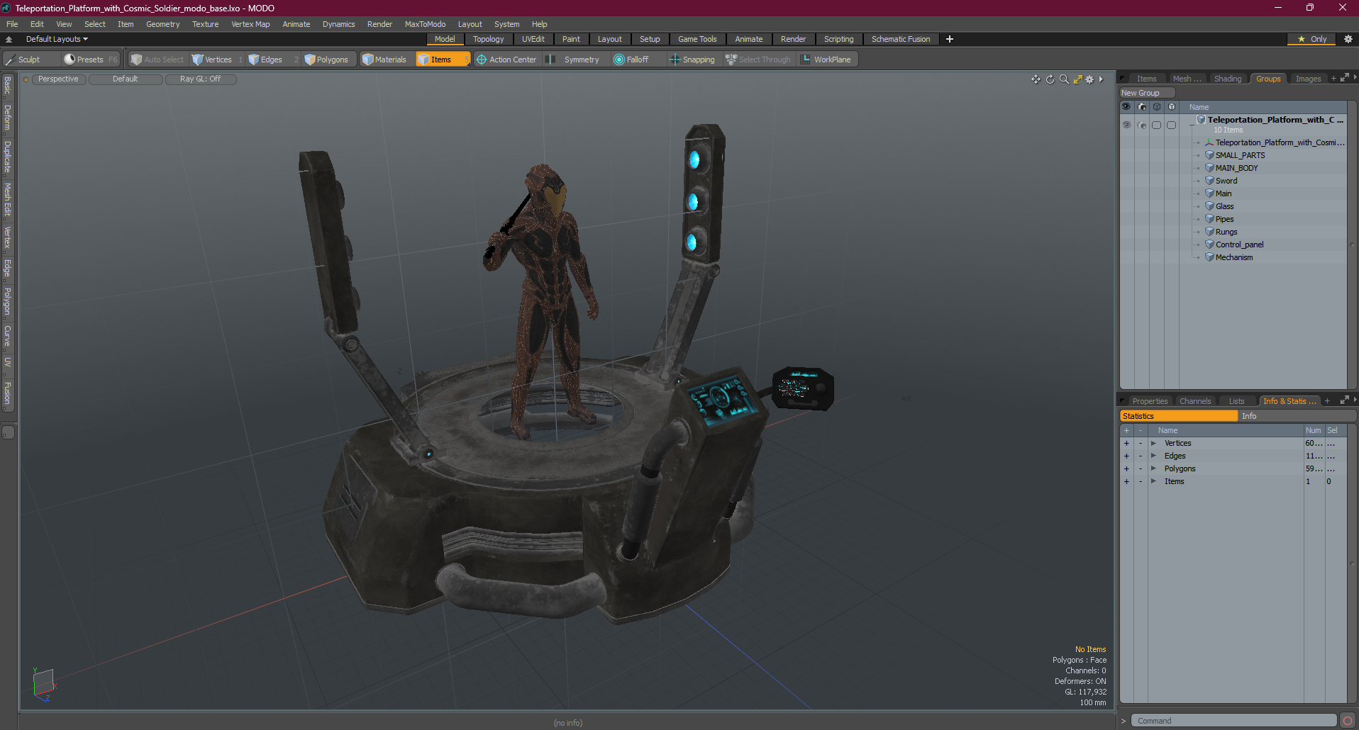 Teleportation Platform with Cosmic Soldier 3D