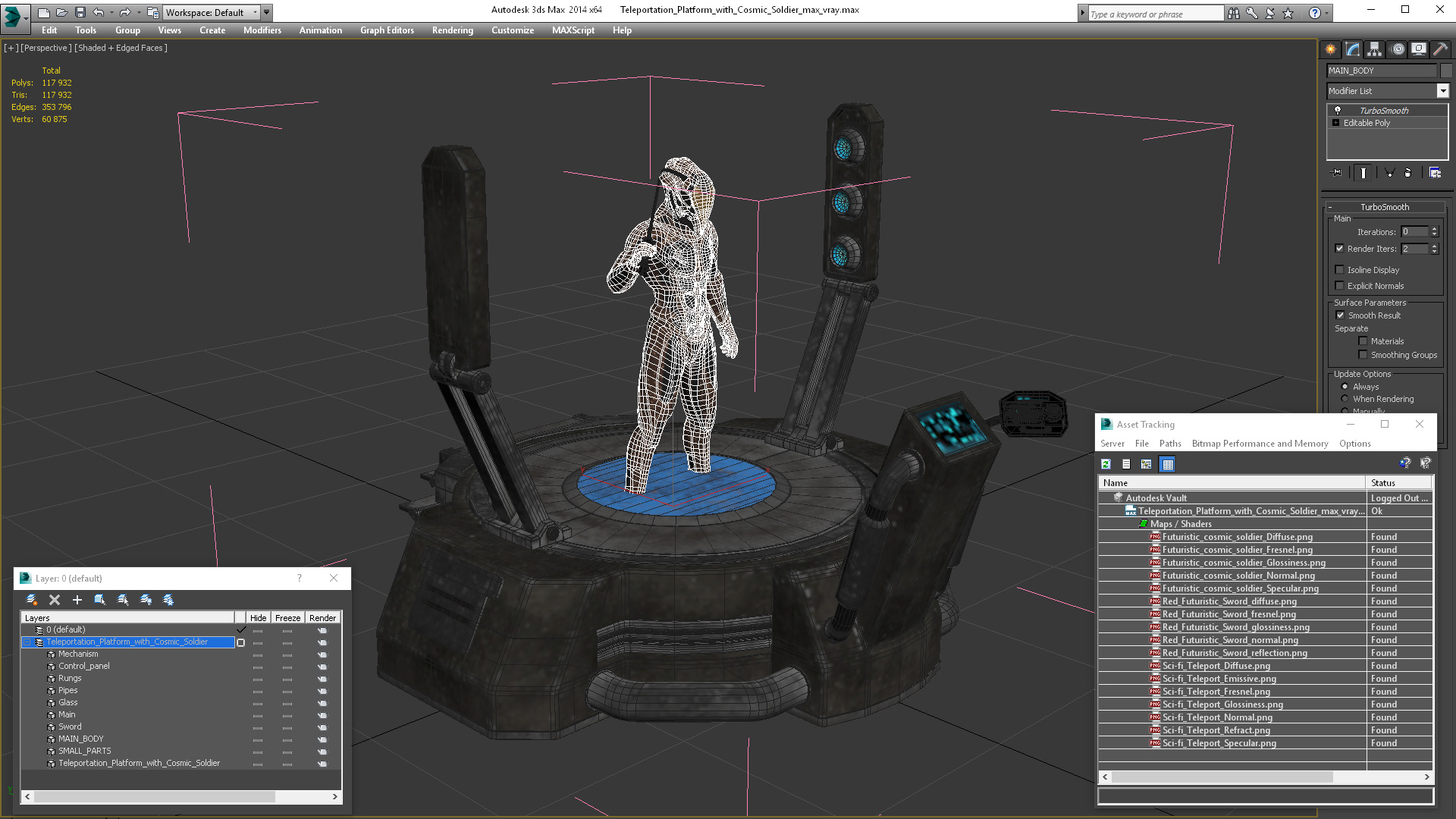 Teleportation Platform with Cosmic Soldier 3D