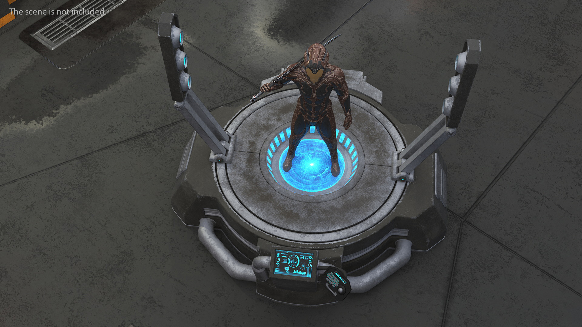 Teleportation Platform with Cosmic Soldier 3D