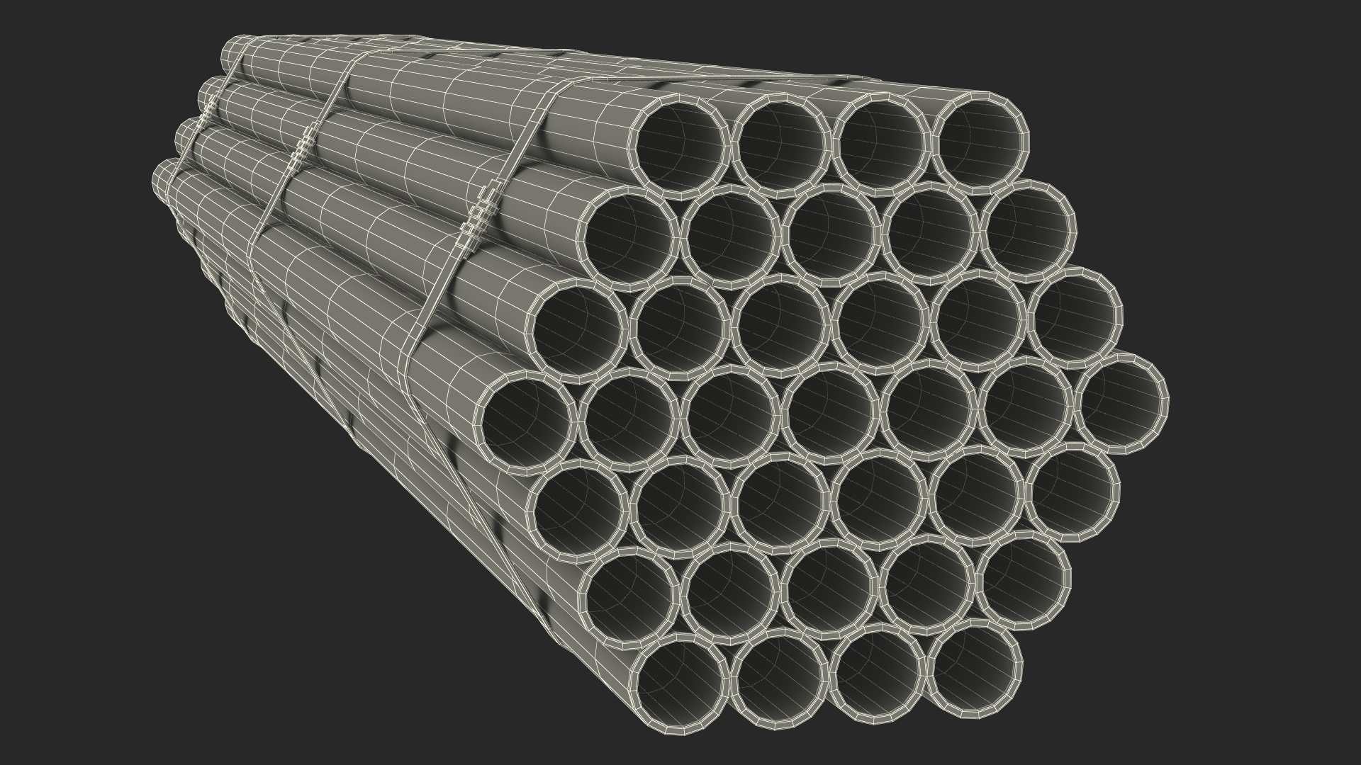 Steel Pipes Bundle 2 Meters 3D