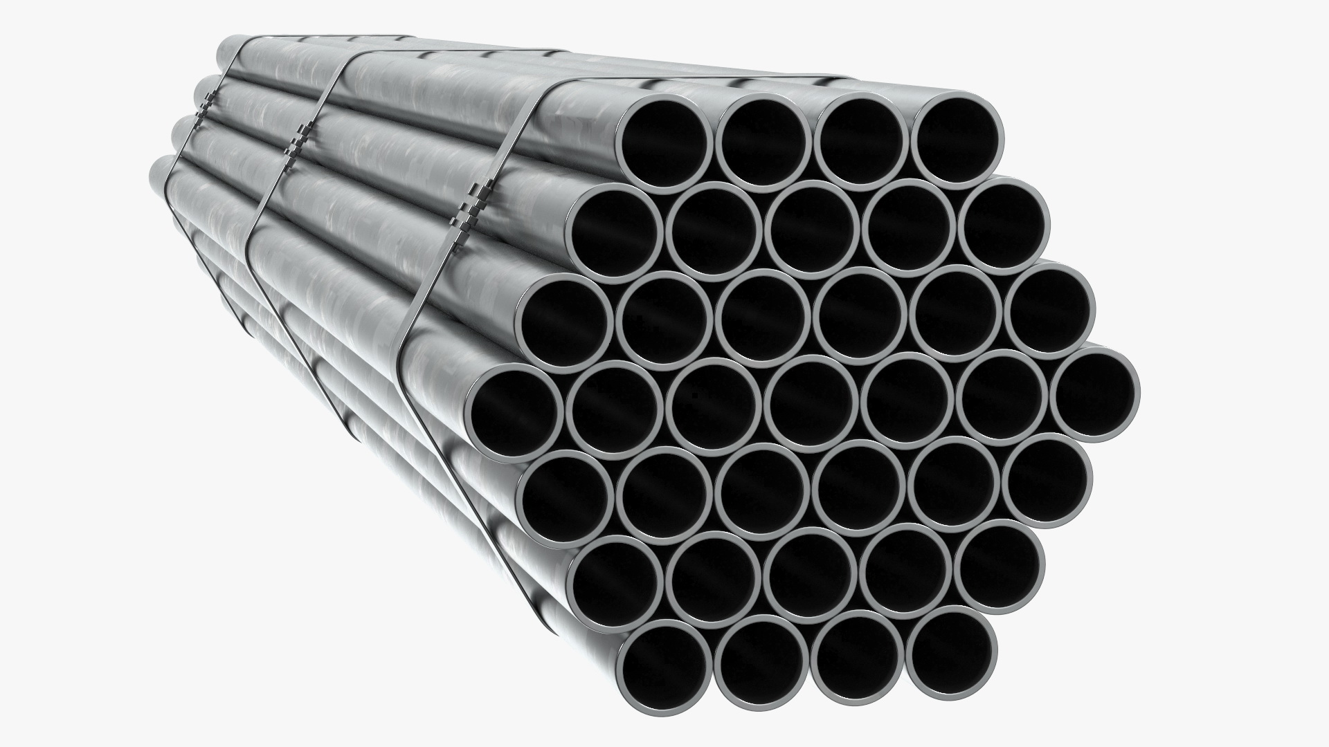Steel Pipes Bundle 2 Meters 3D