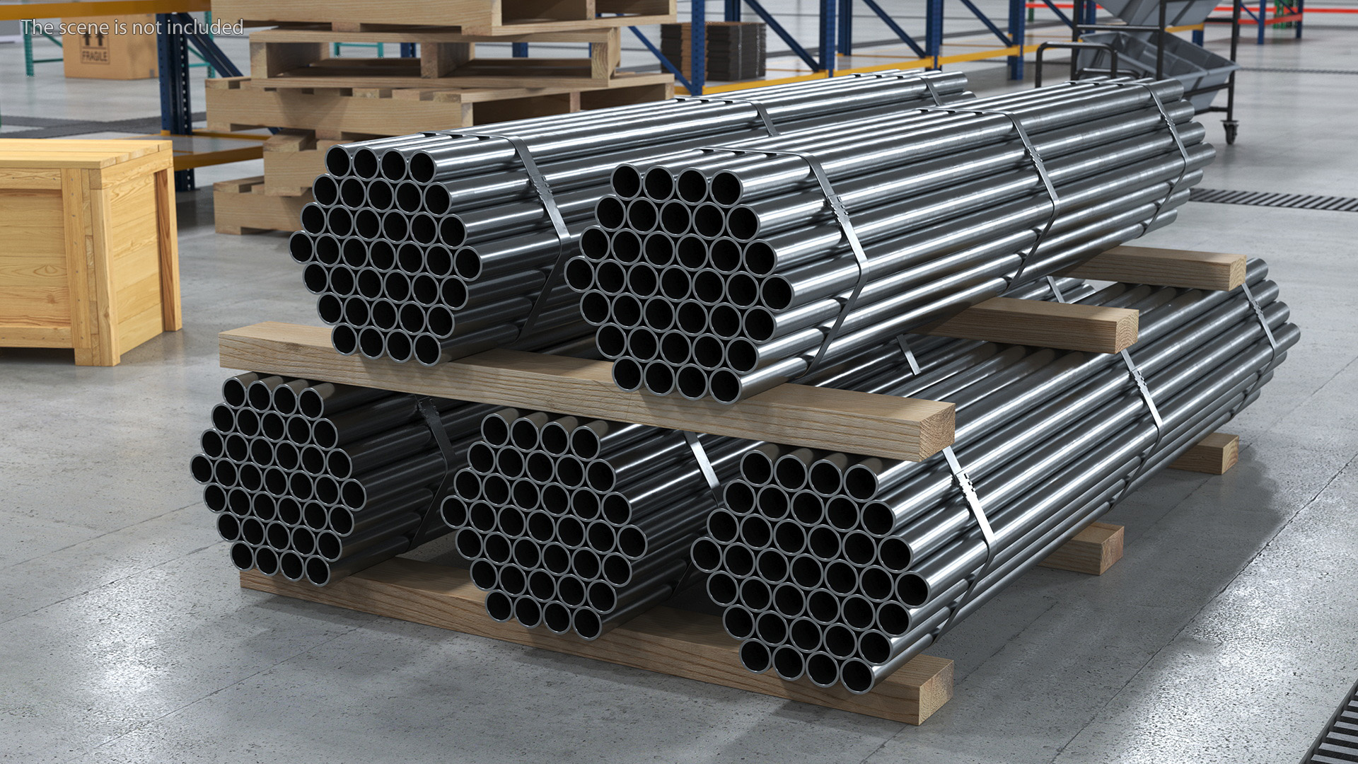 Steel Pipes Bundle 2 Meters 3D