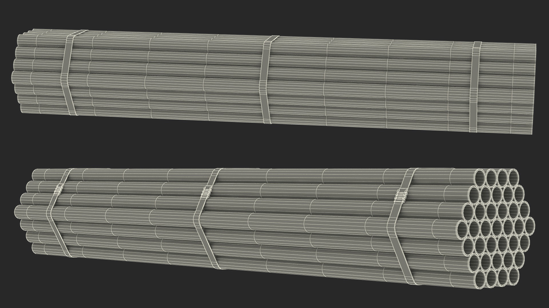 Steel Pipes Bundle 2 Meters 3D