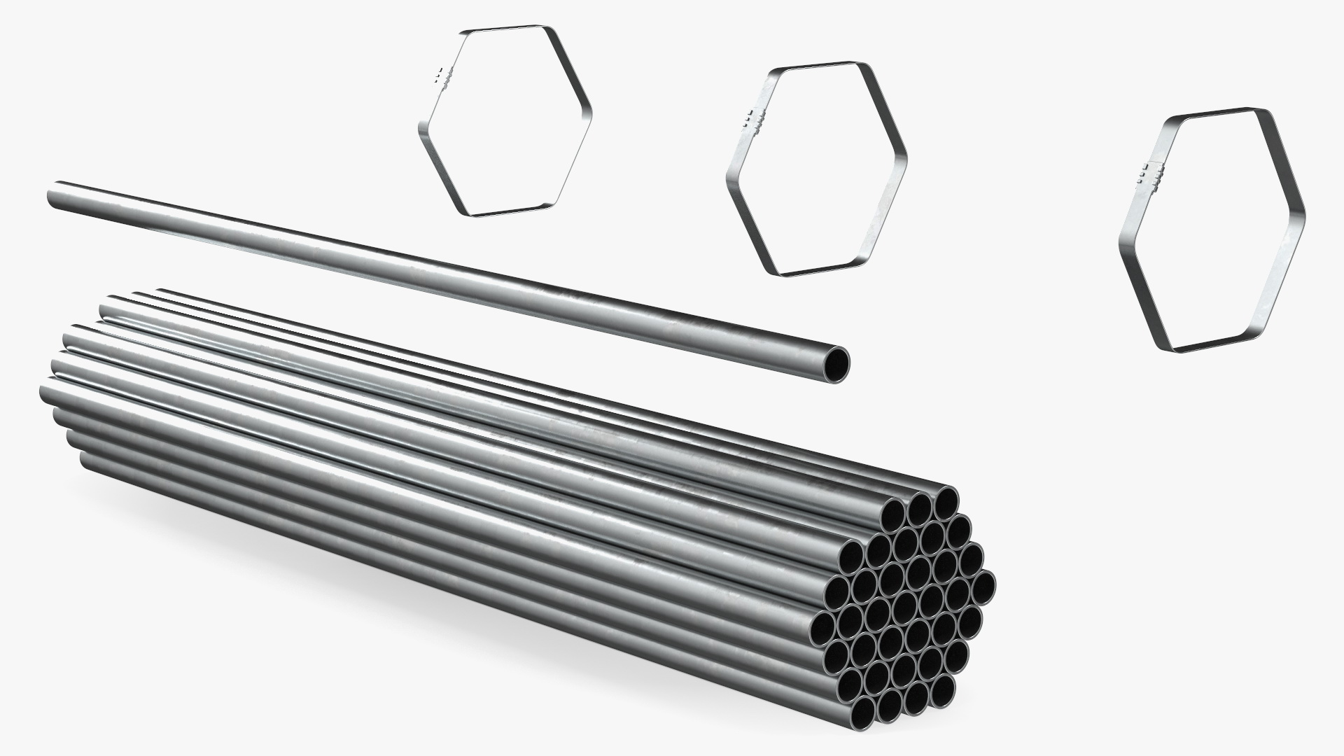 Steel Pipes Bundle 2 Meters 3D