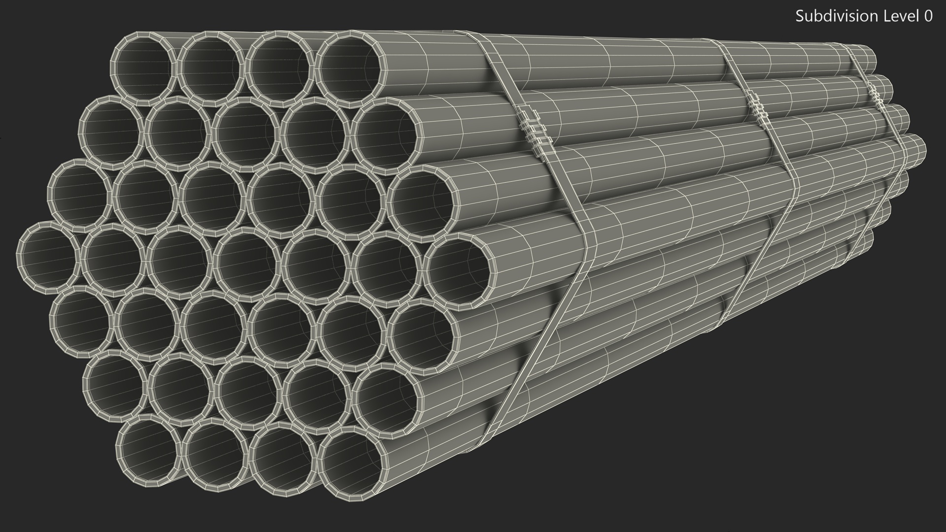 Steel Pipes Bundle 2 Meters 3D
