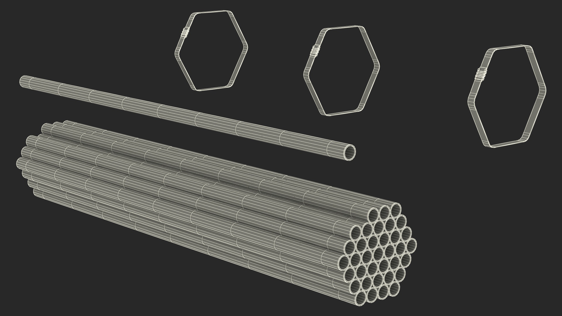 Steel Pipes Bundle 2 Meters 3D