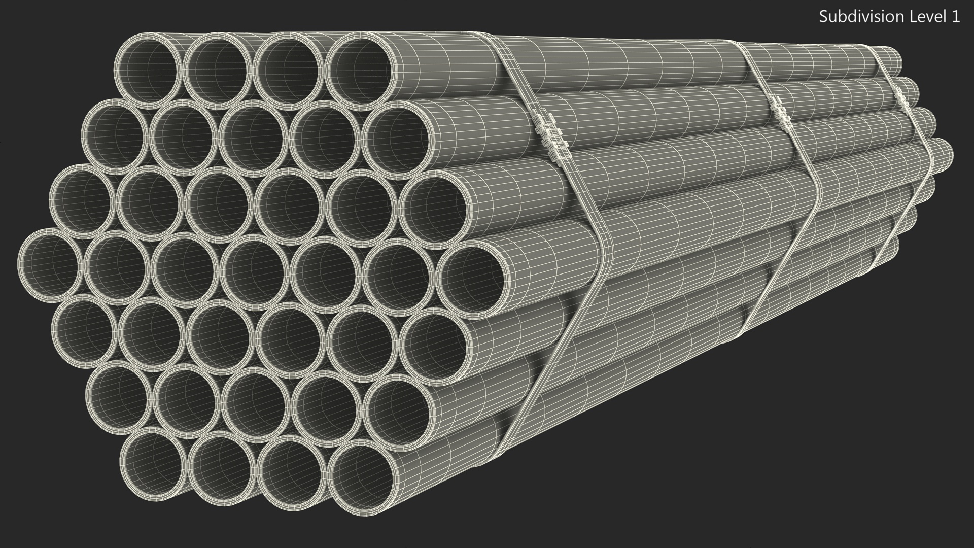 Steel Pipes Bundle 2 Meters 3D