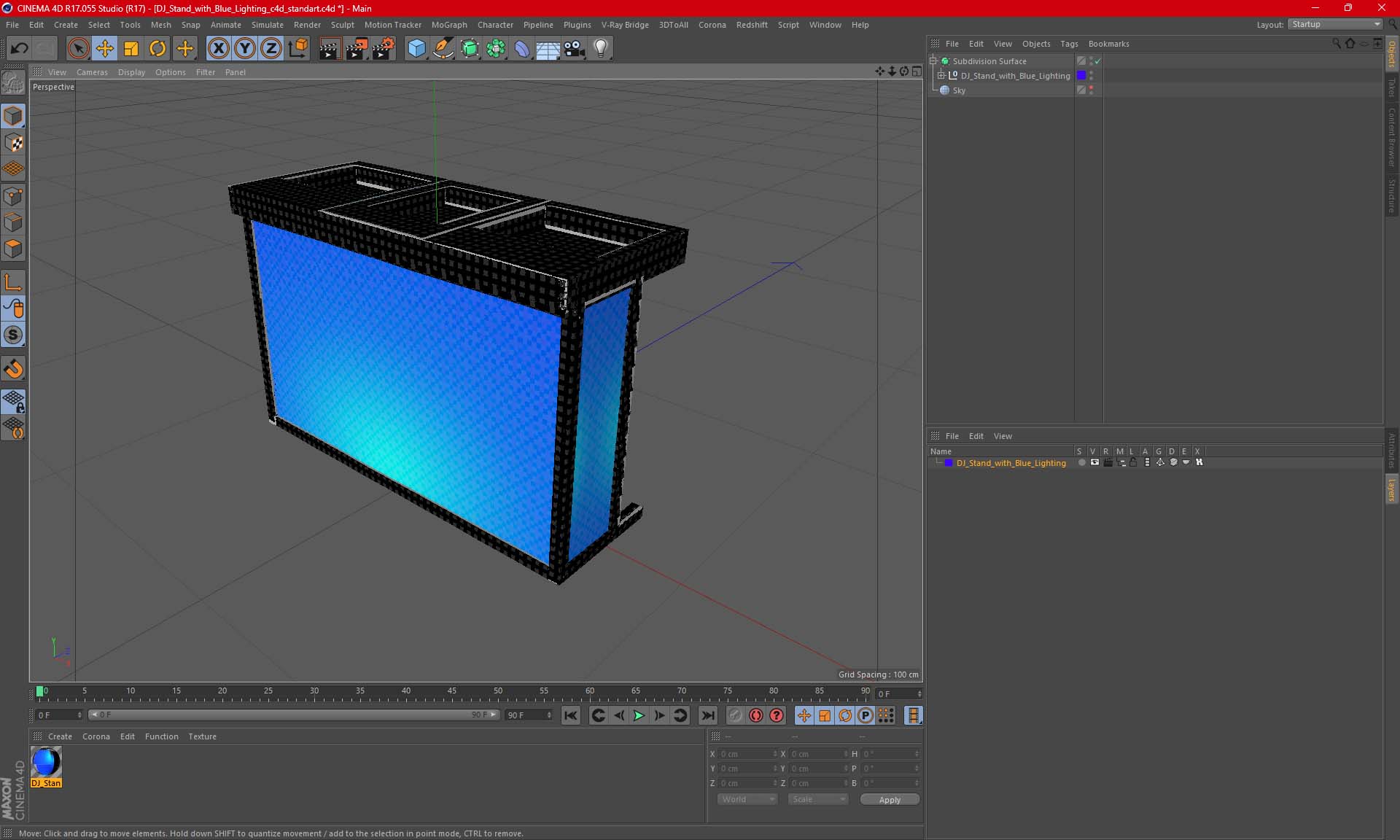 DJ Stand with Blue Lighting 3D