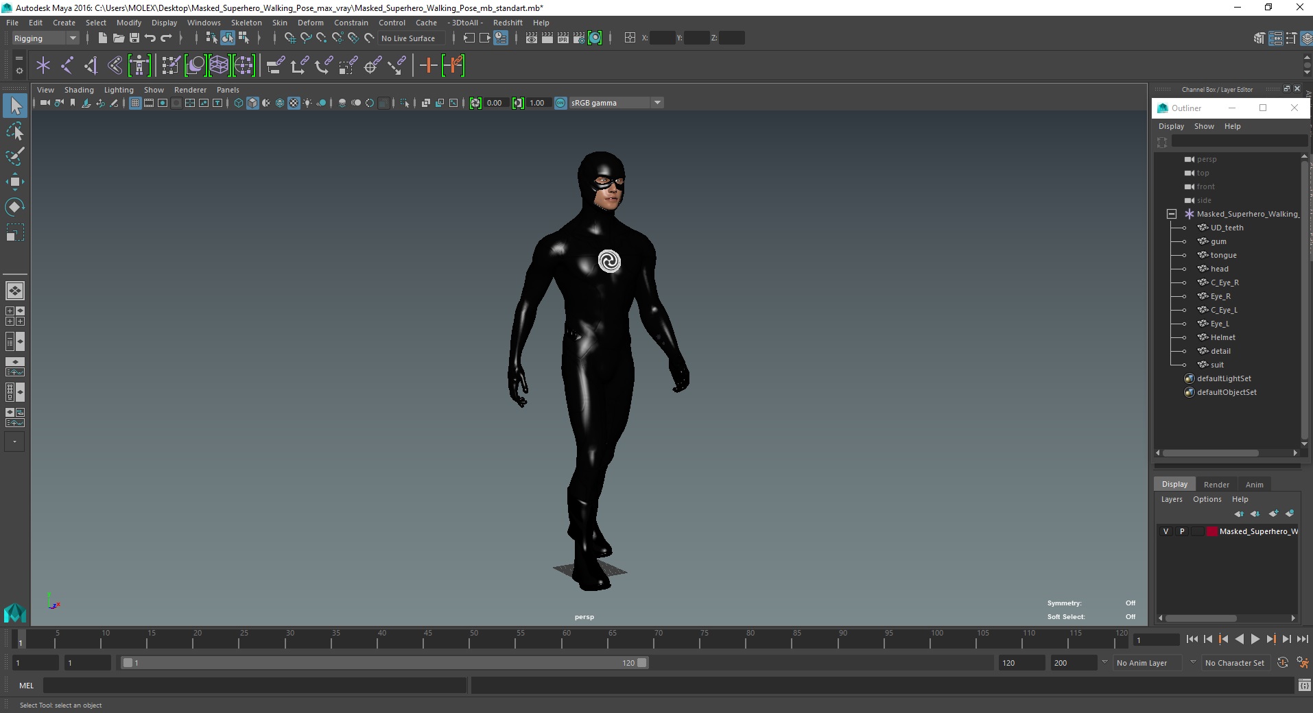 Masked Superhero Walking Pose 3D model