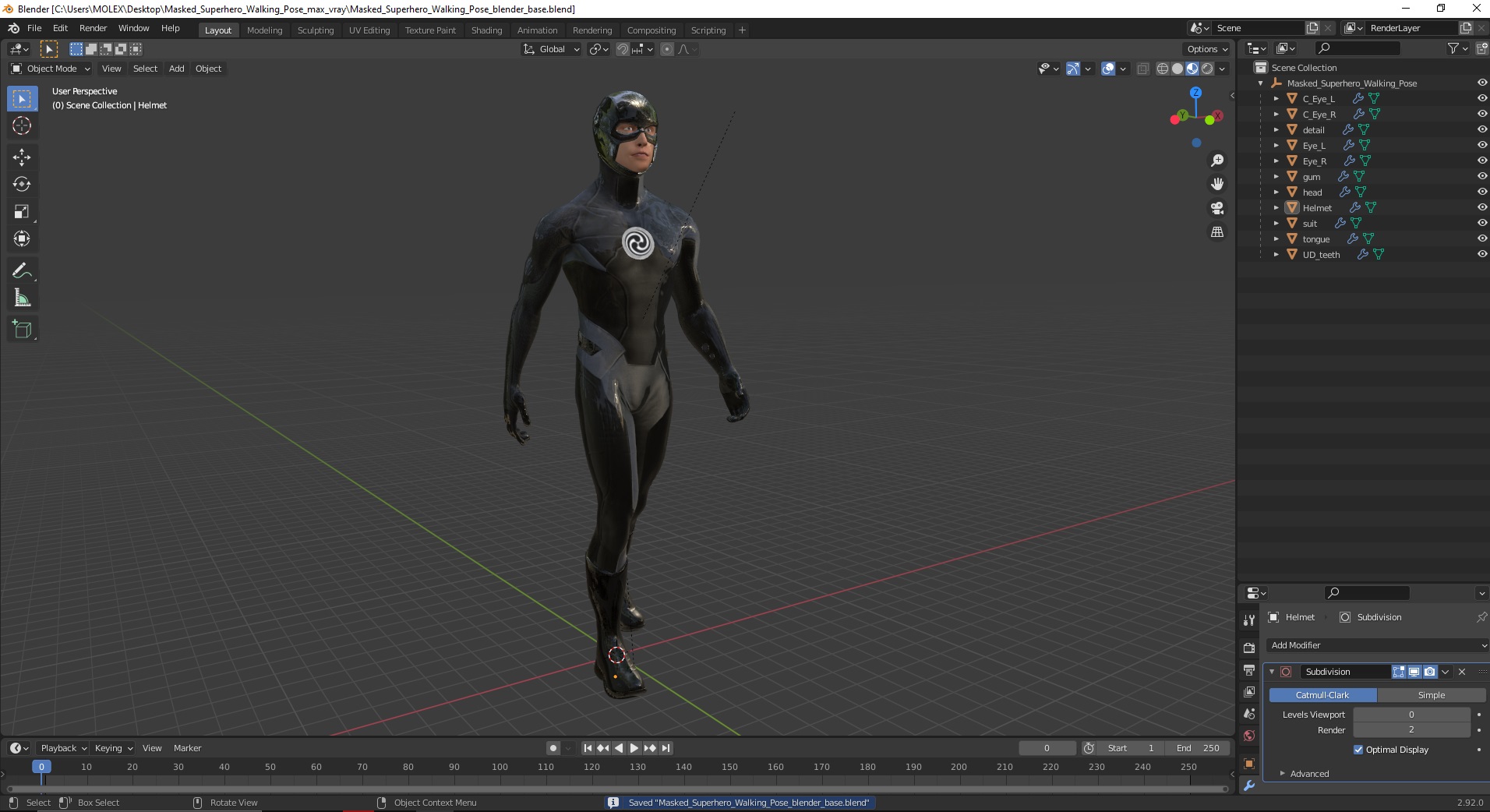 Masked Superhero Walking Pose 3D model