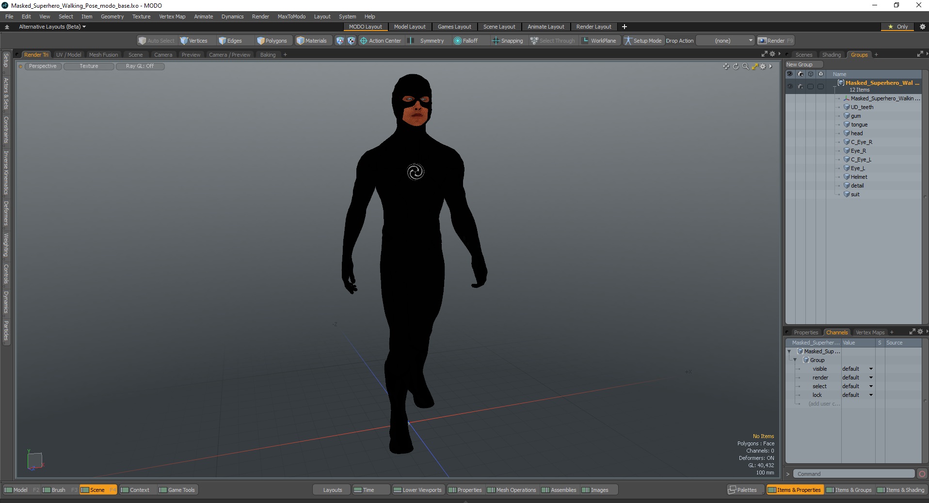 Masked Superhero Walking Pose 3D model