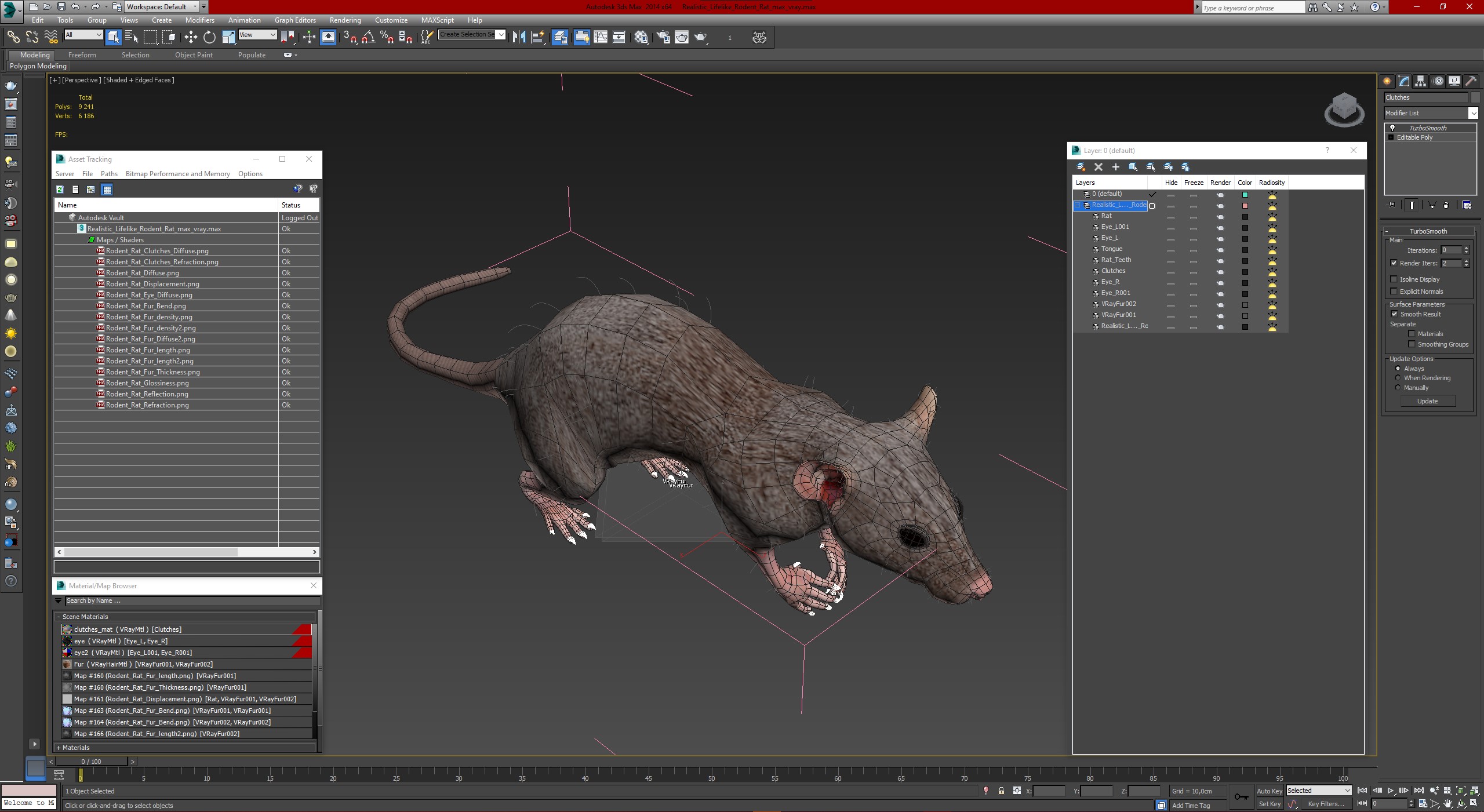 Realistic Lifelike Rodent Rat 3D model