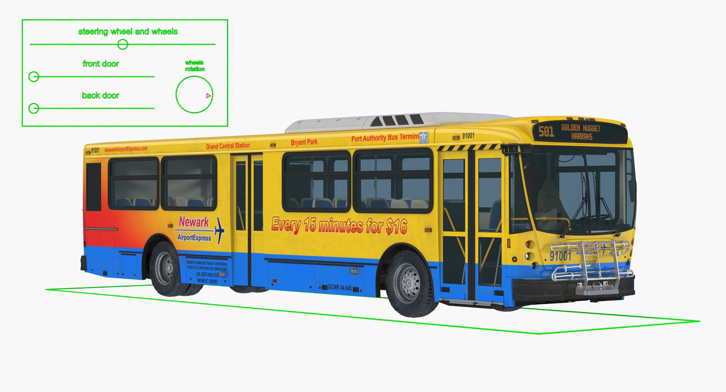 3D model Bus Nabi Model 416 NYC Airport Express Rigged