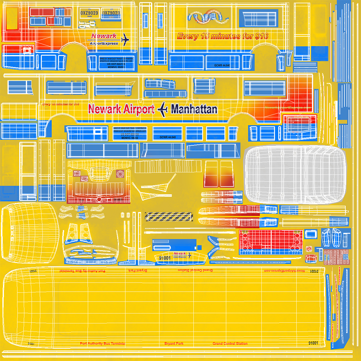 3D model Bus Nabi Model 416 NYC Airport Express Rigged