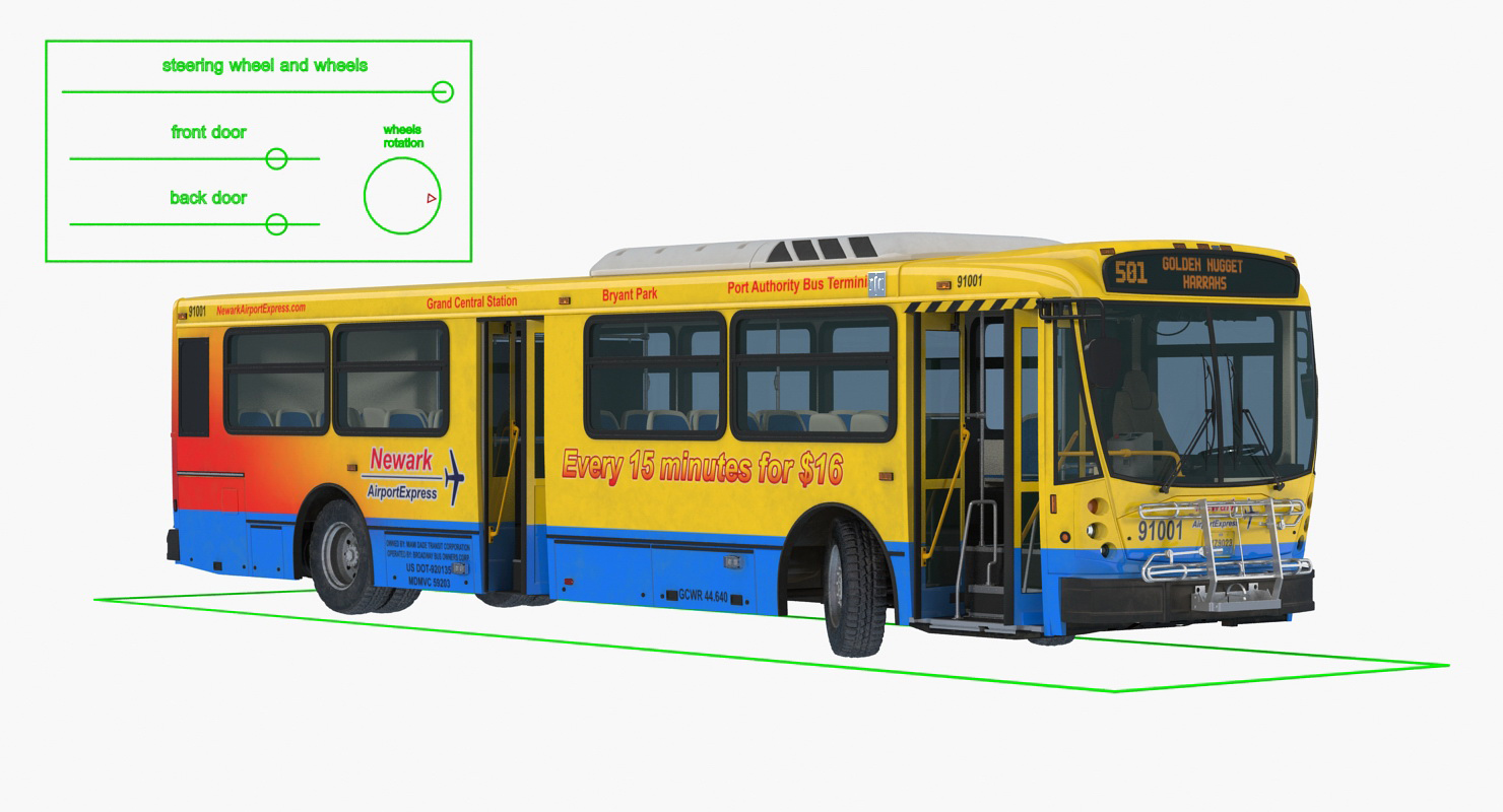 3D model Bus Nabi Model 416 NYC Airport Express Rigged