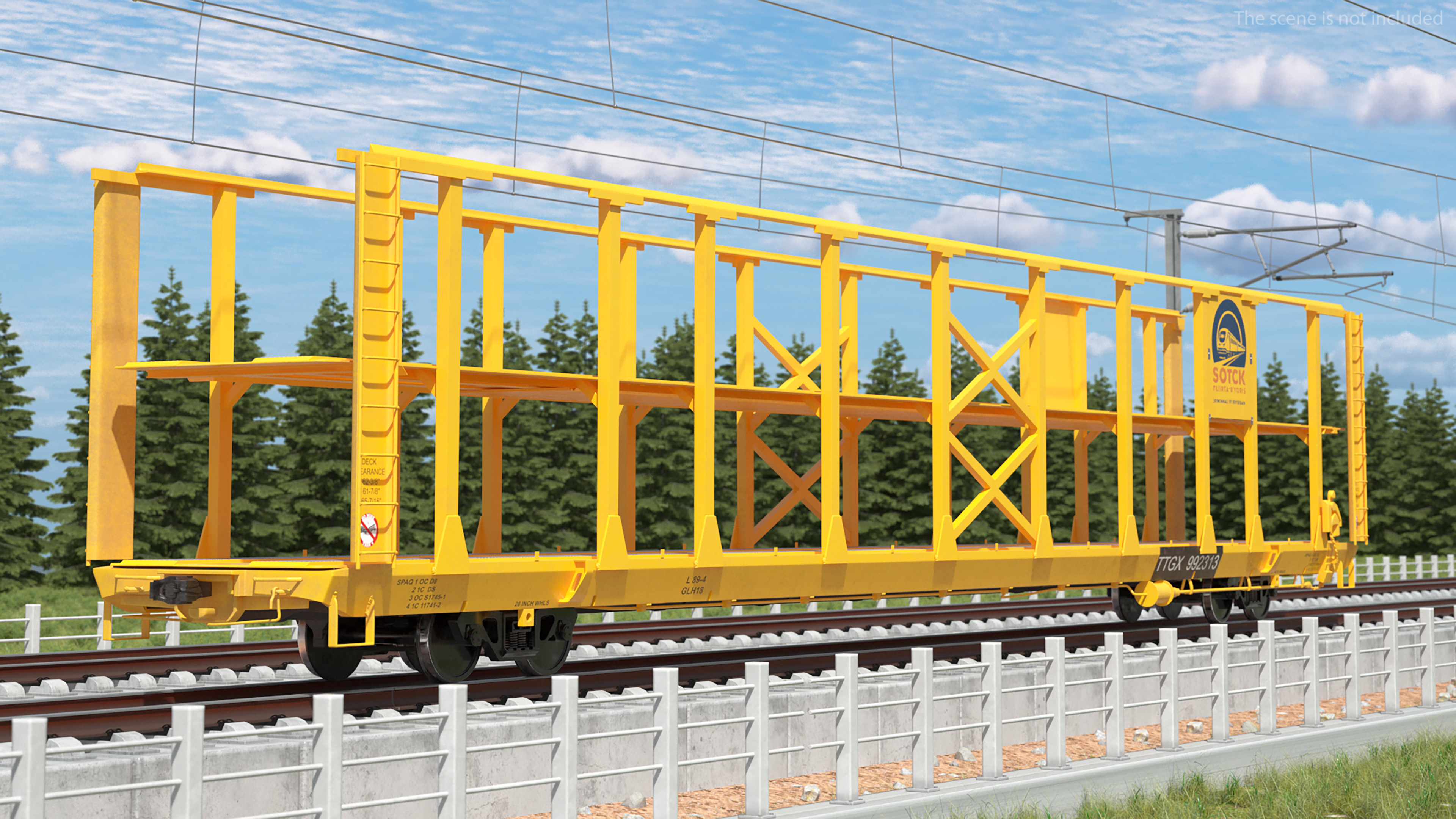 Generic Auto Rack Train Car 3D