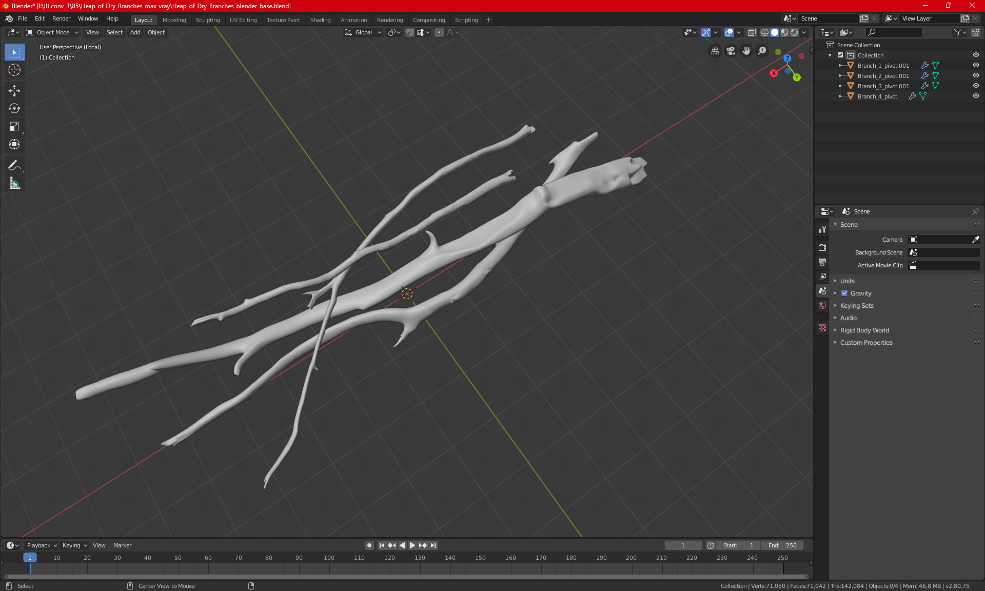 3D model Heap of Dry Branches