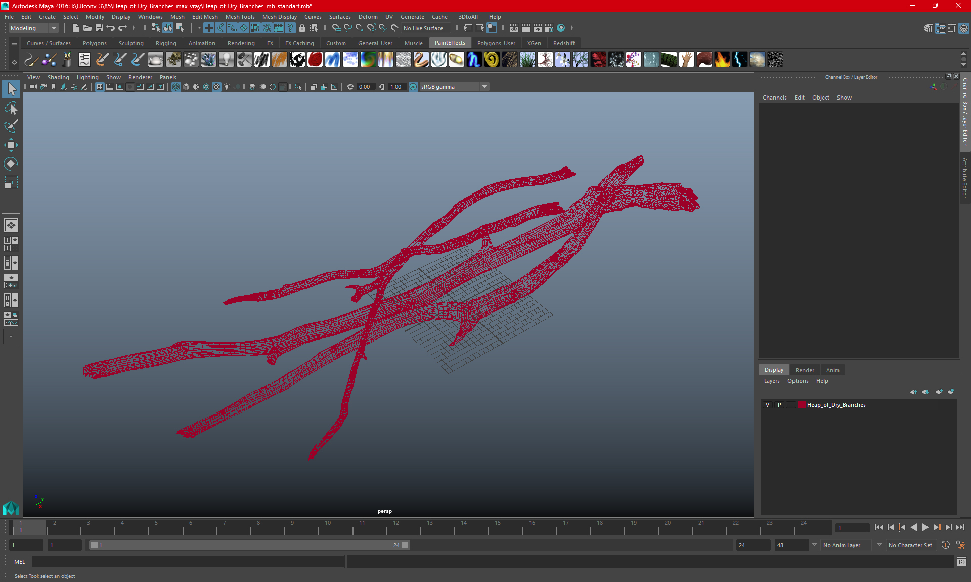 3D model Heap of Dry Branches