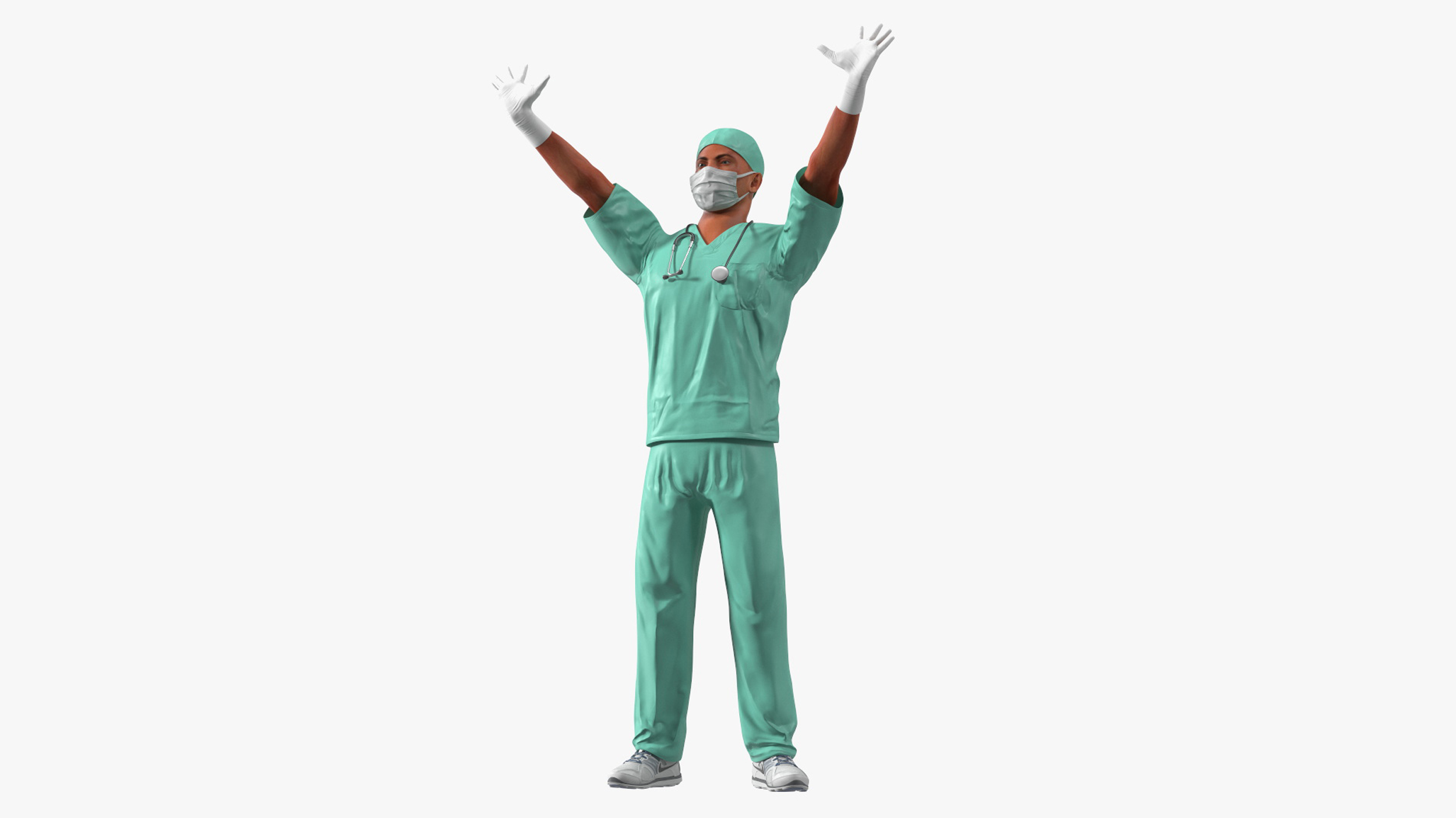 3D Male Surgeon Doctor wearing Mask Rigged for Cinema 4D model