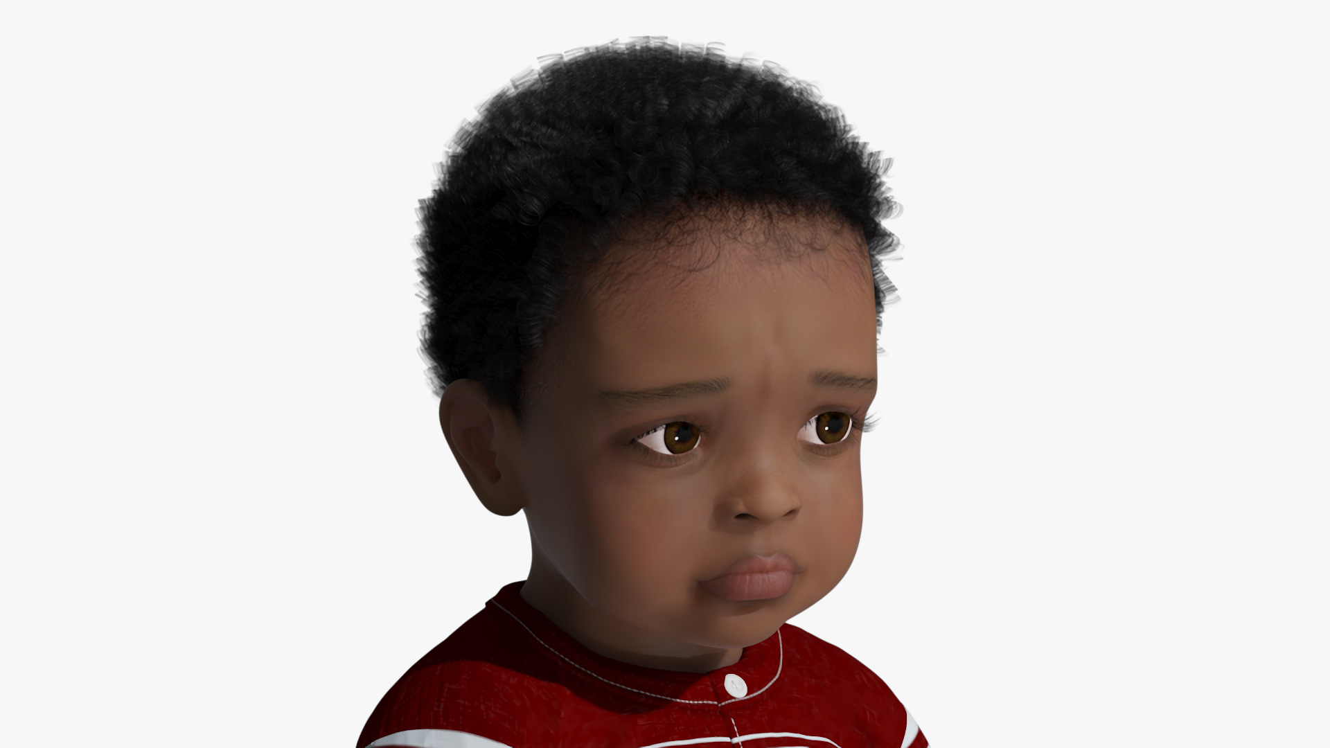 Toddler Black Boy Light Skin in Casual Outfit Standing 3D model