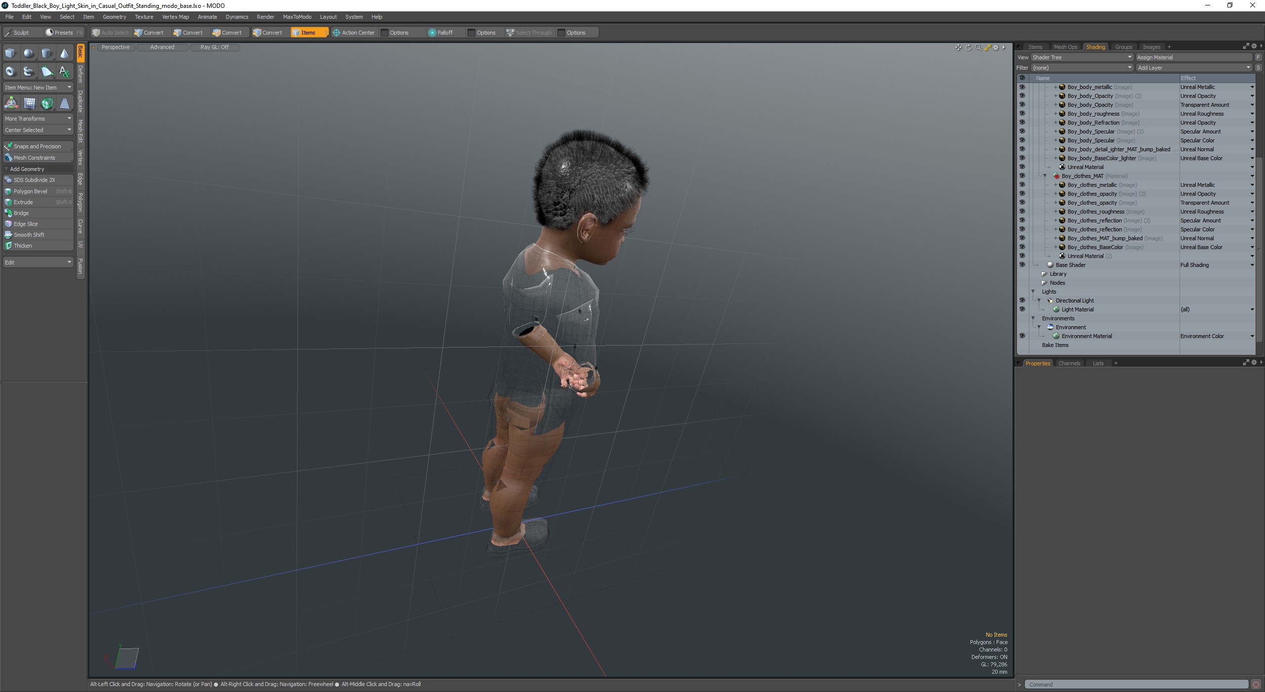 Toddler Black Boy Light Skin in Casual Outfit Standing 3D model
