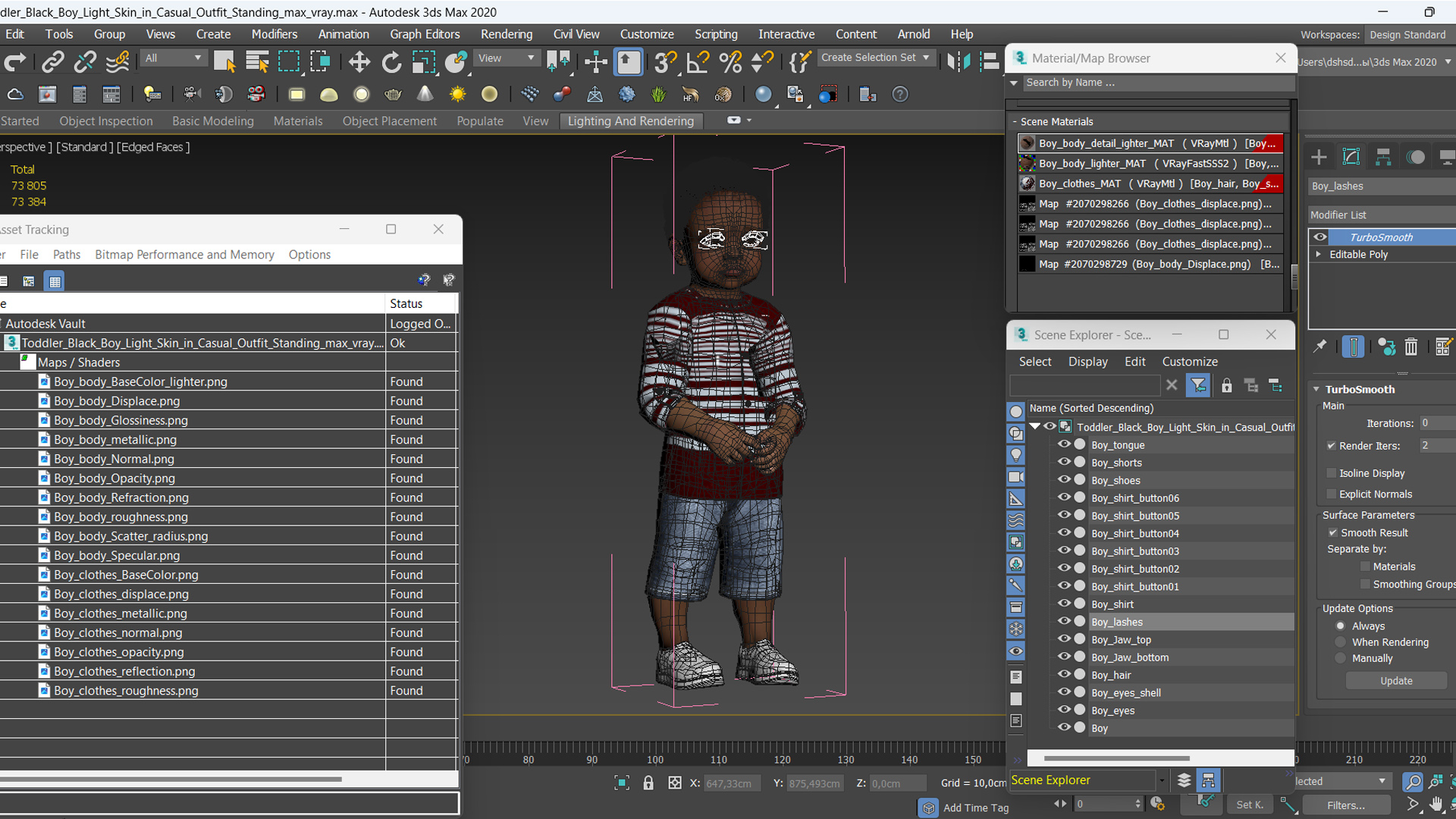 Toddler Black Boy Light Skin in Casual Outfit Standing 3D model