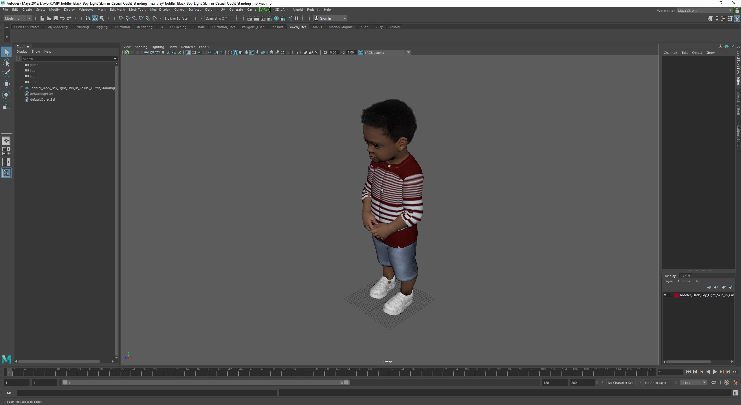 Toddler Black Boy Light Skin in Casual Outfit Standing 3D model