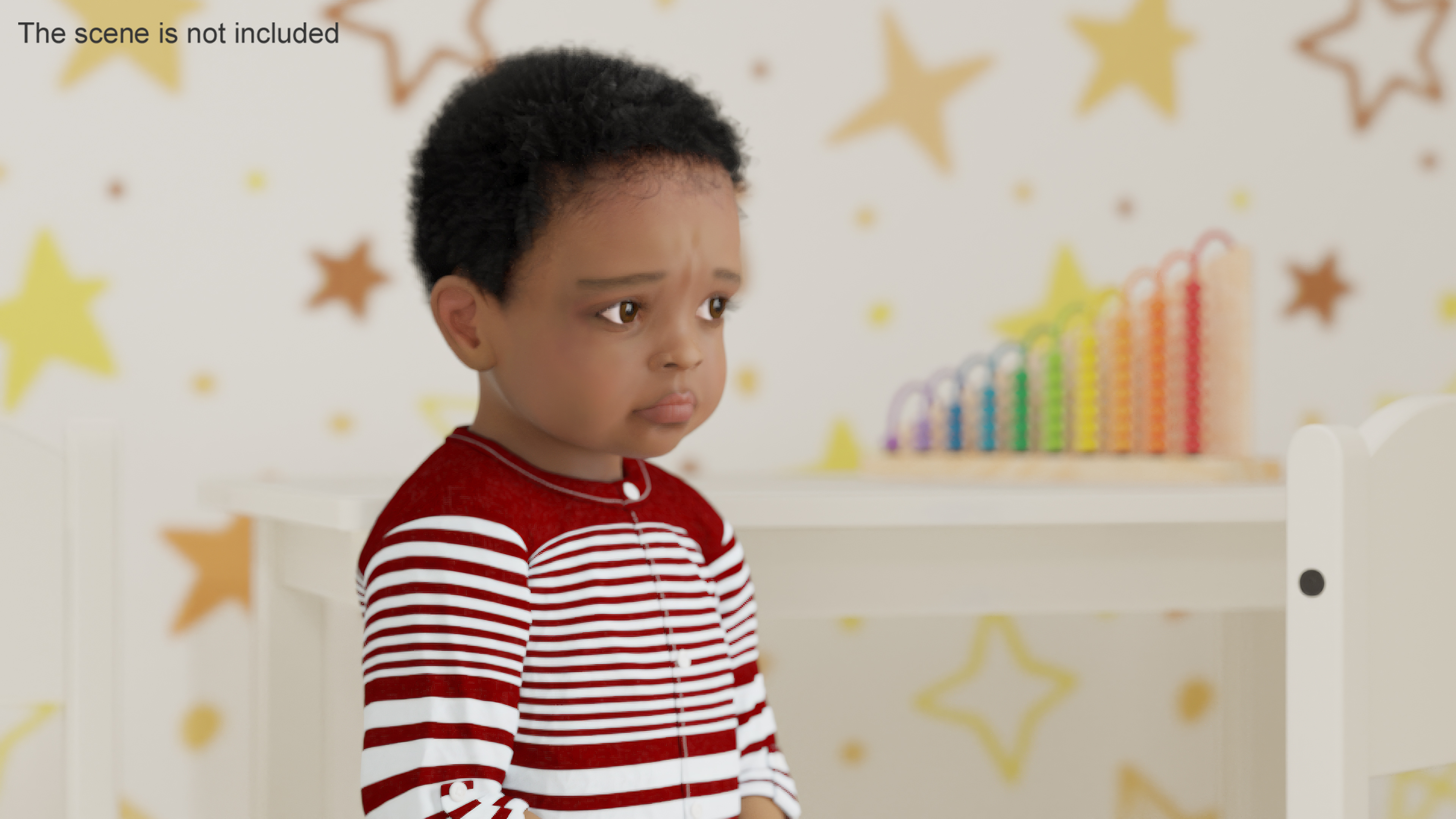 Toddler Black Boy Light Skin in Casual Outfit Standing 3D model