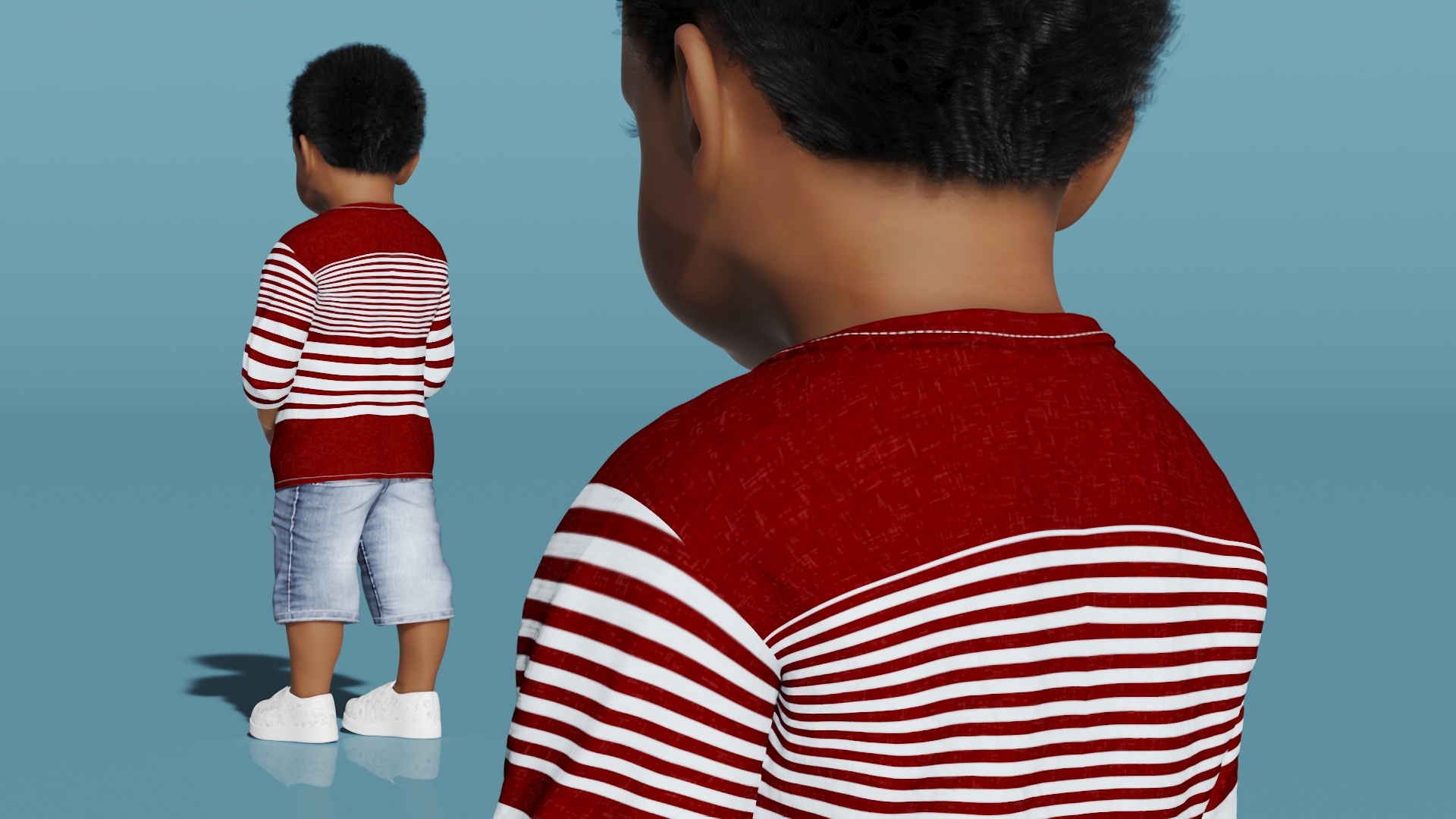 Toddler Black Boy Light Skin in Casual Outfit Standing 3D model