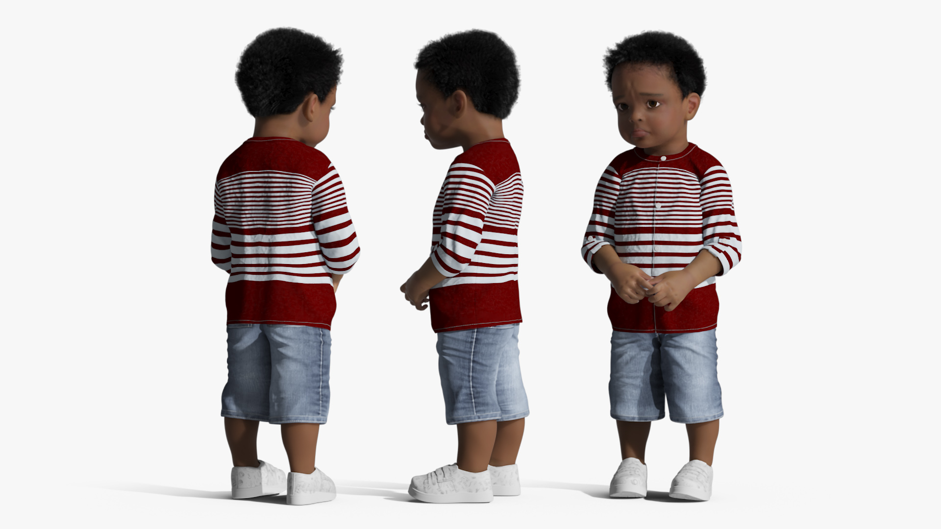 Toddler Black Boy Light Skin in Casual Outfit Standing 3D model