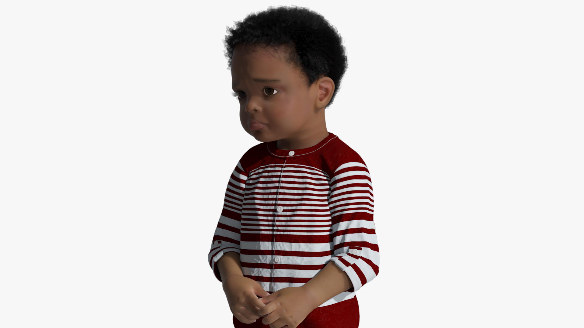 Toddler Black Boy Light Skin in Casual Outfit Standing 3D model