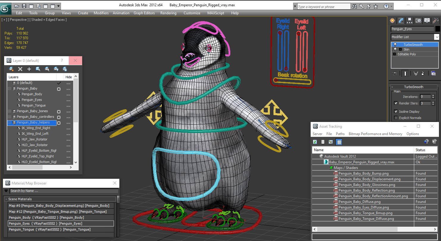Baby Emperor Penguin Rigged 3D
